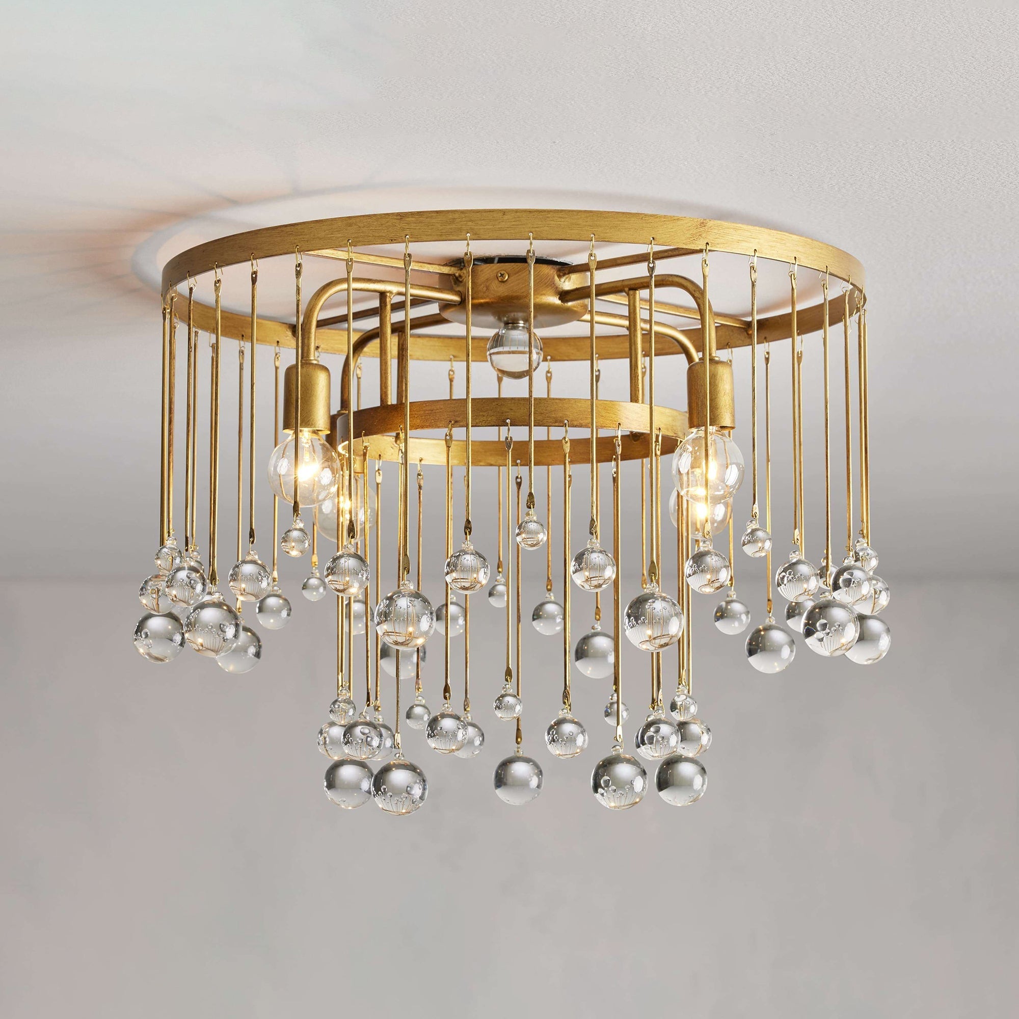 Fljotuvyo Postmodern Luxury Brass Crystal Flush Mount Ceiling Lamp - Lamp Copper