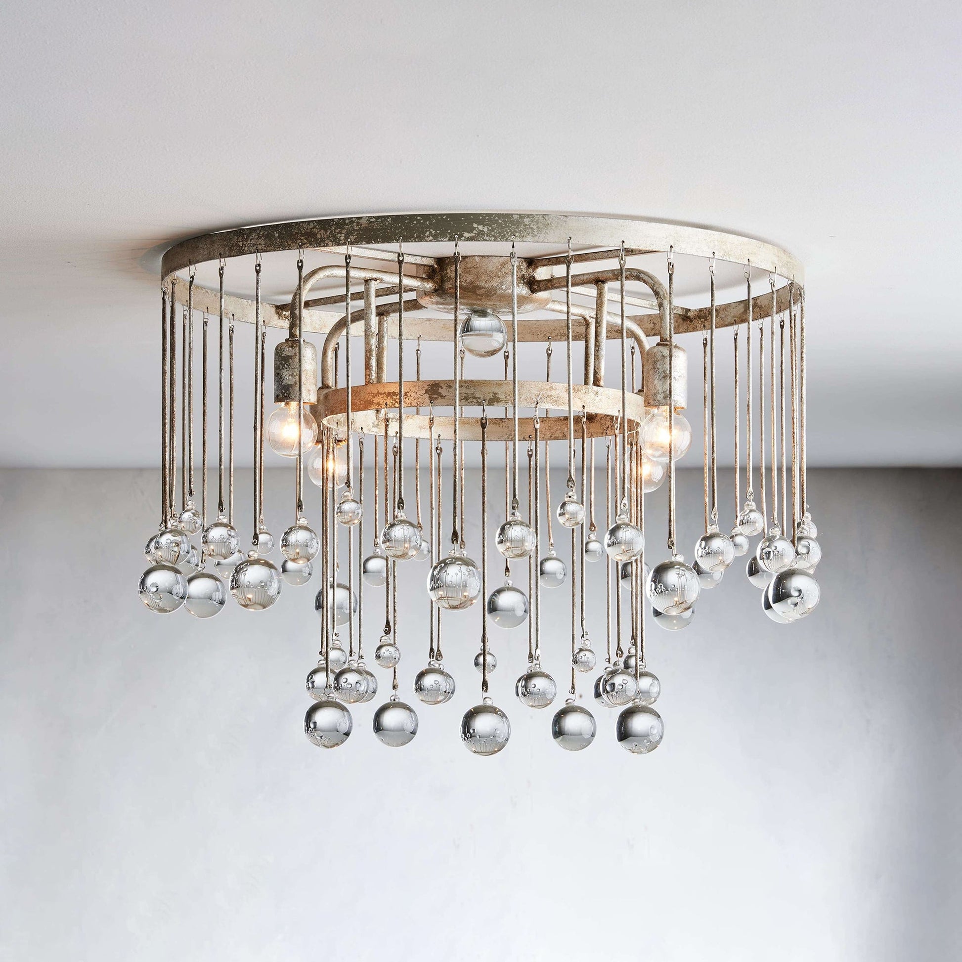Fljotuvyo Postmodern Luxury Brass Crystal Flush Mount Ceiling Lamp - Lamp Copper