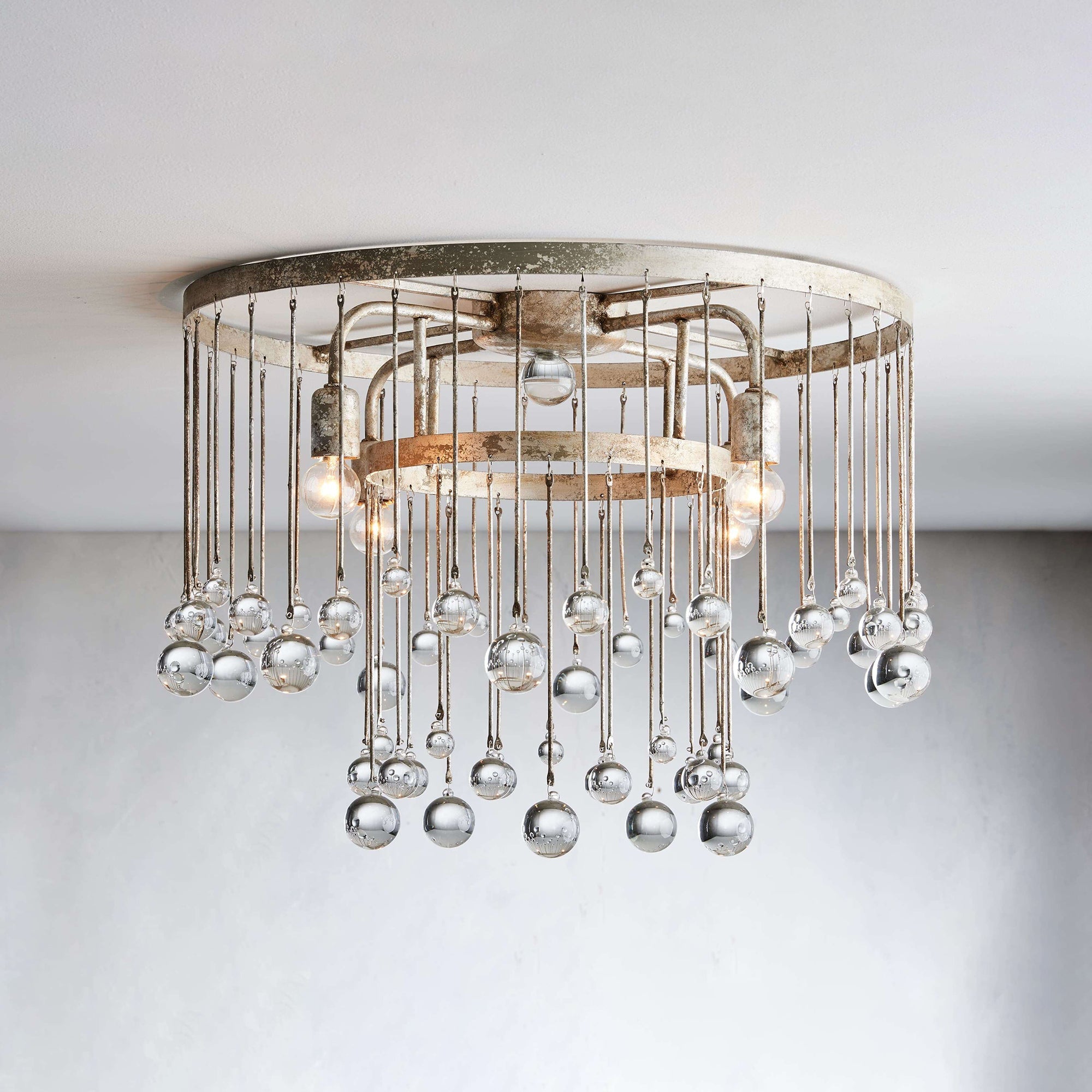 Fljotuvyo Postmodern Luxury Brass Crystal Flush Mount Ceiling Lamp - Lamp Copper