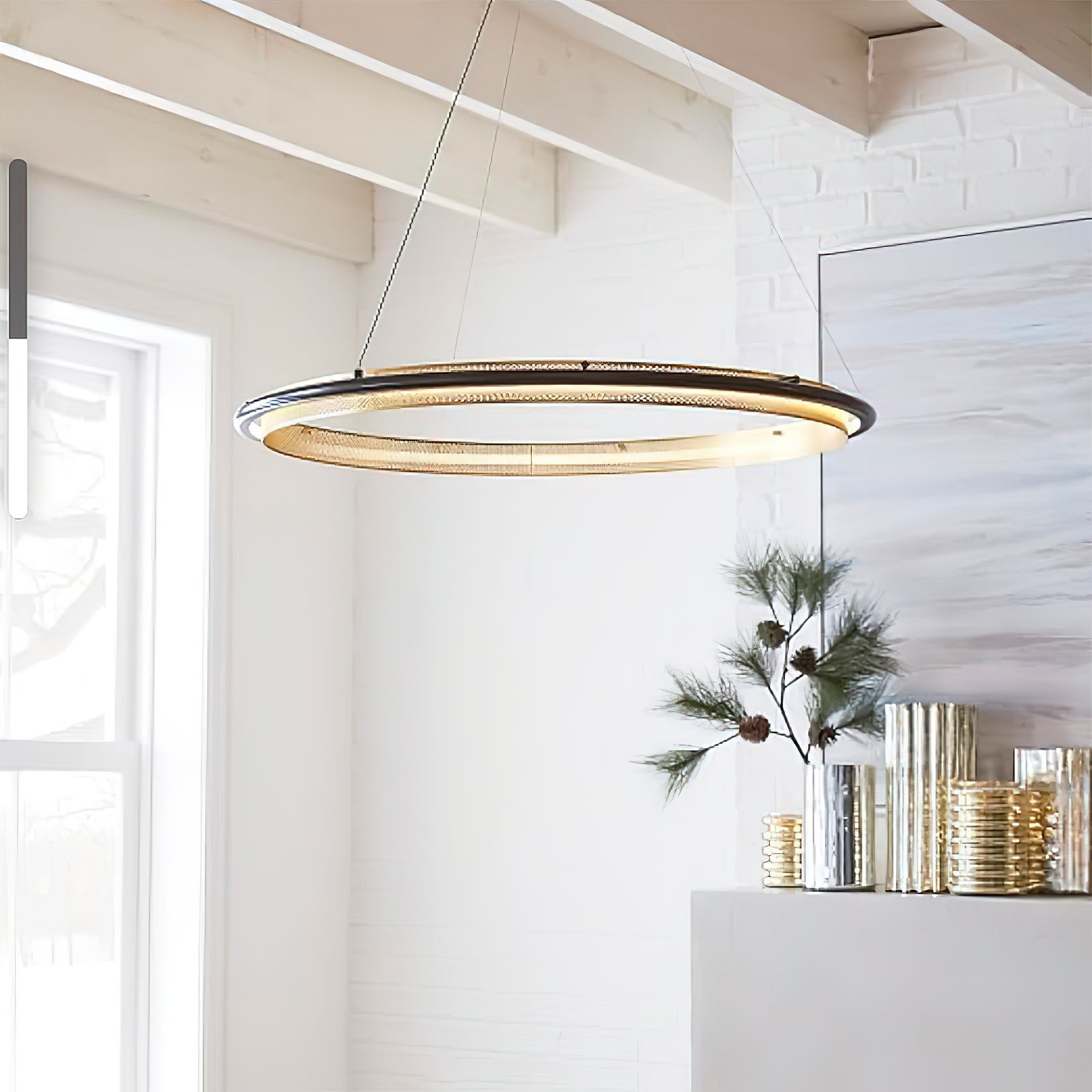 Himinuvyo Modern Minimalist LED Acrylic Metal Chandelier - Lamp Copper