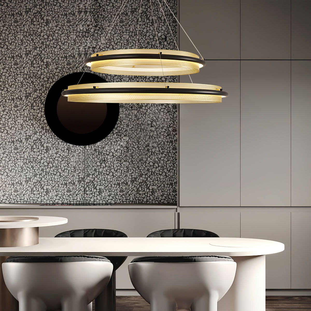 Himinuvyo Modern Minimalist LED Acrylic Metal Chandelier - Lamp Copper