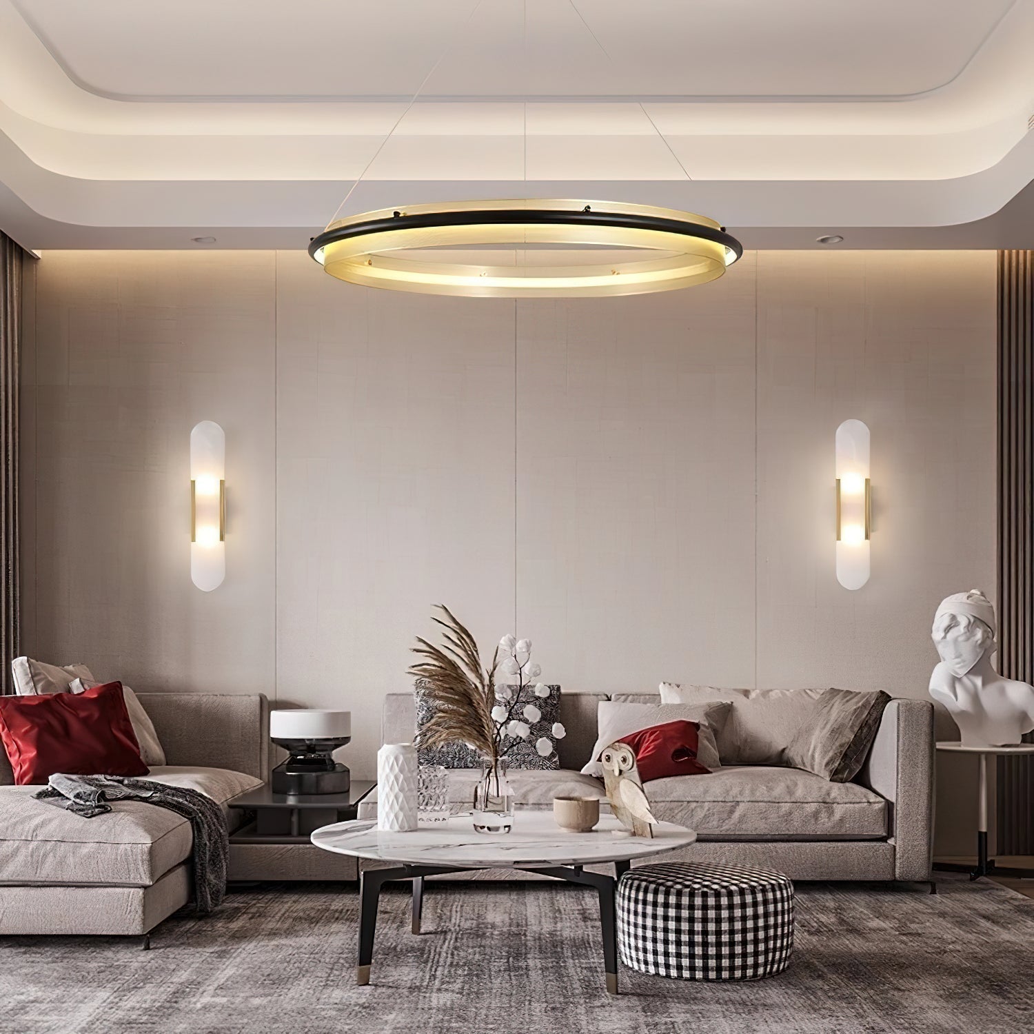 Himinuvyo Modern Minimalist LED Acrylic Metal Chandelier - Lamp Copper