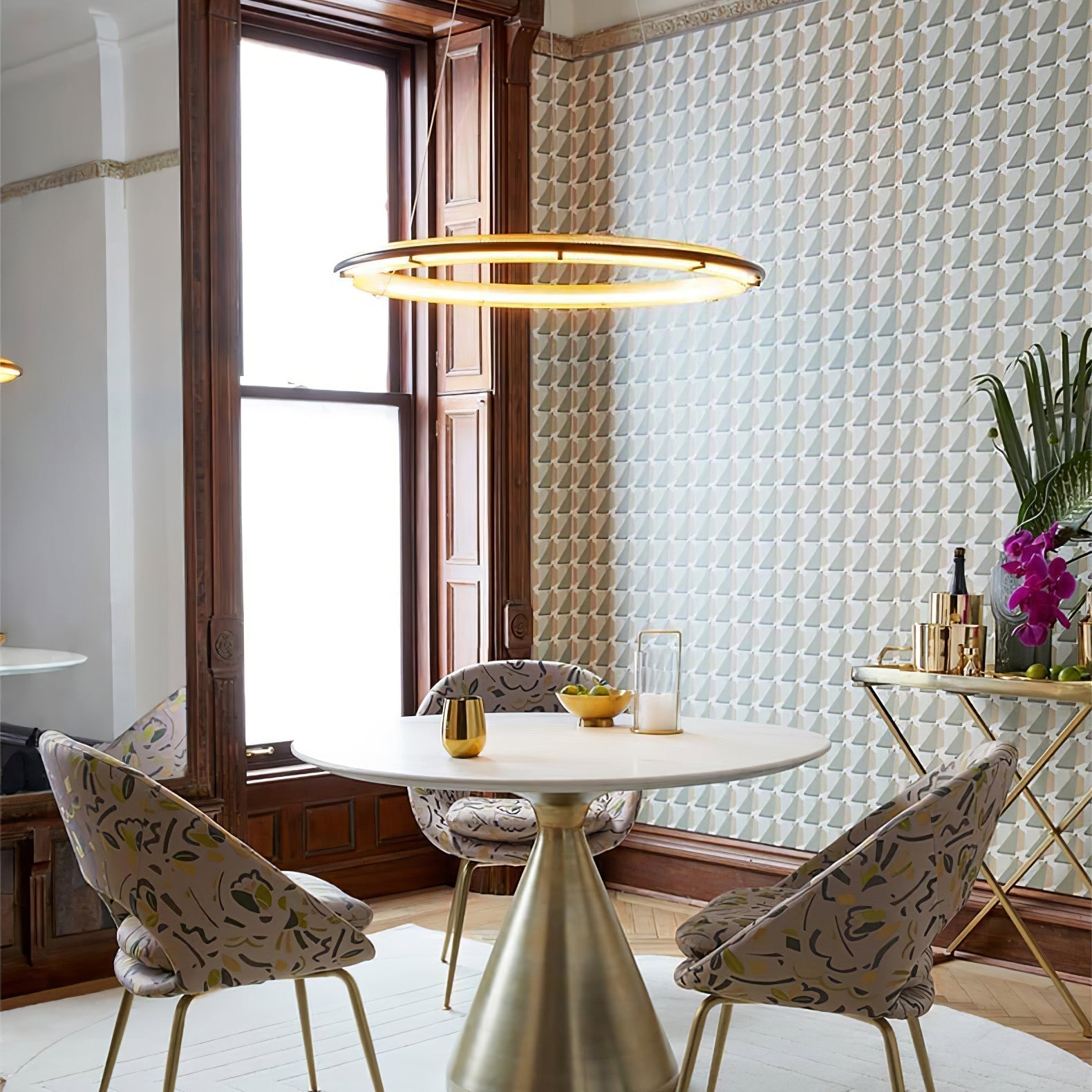Himinuvyo Modern Minimalist LED Acrylic Metal Chandelier - Lamp Copper