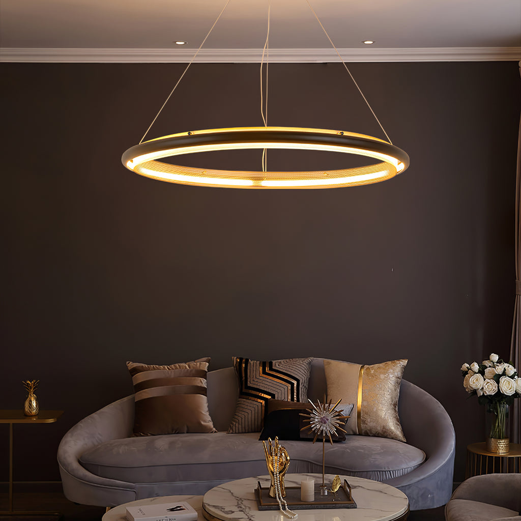 Himinuvyo Modern Minimalist LED Acrylic Metal Chandelier - Lamp Copper