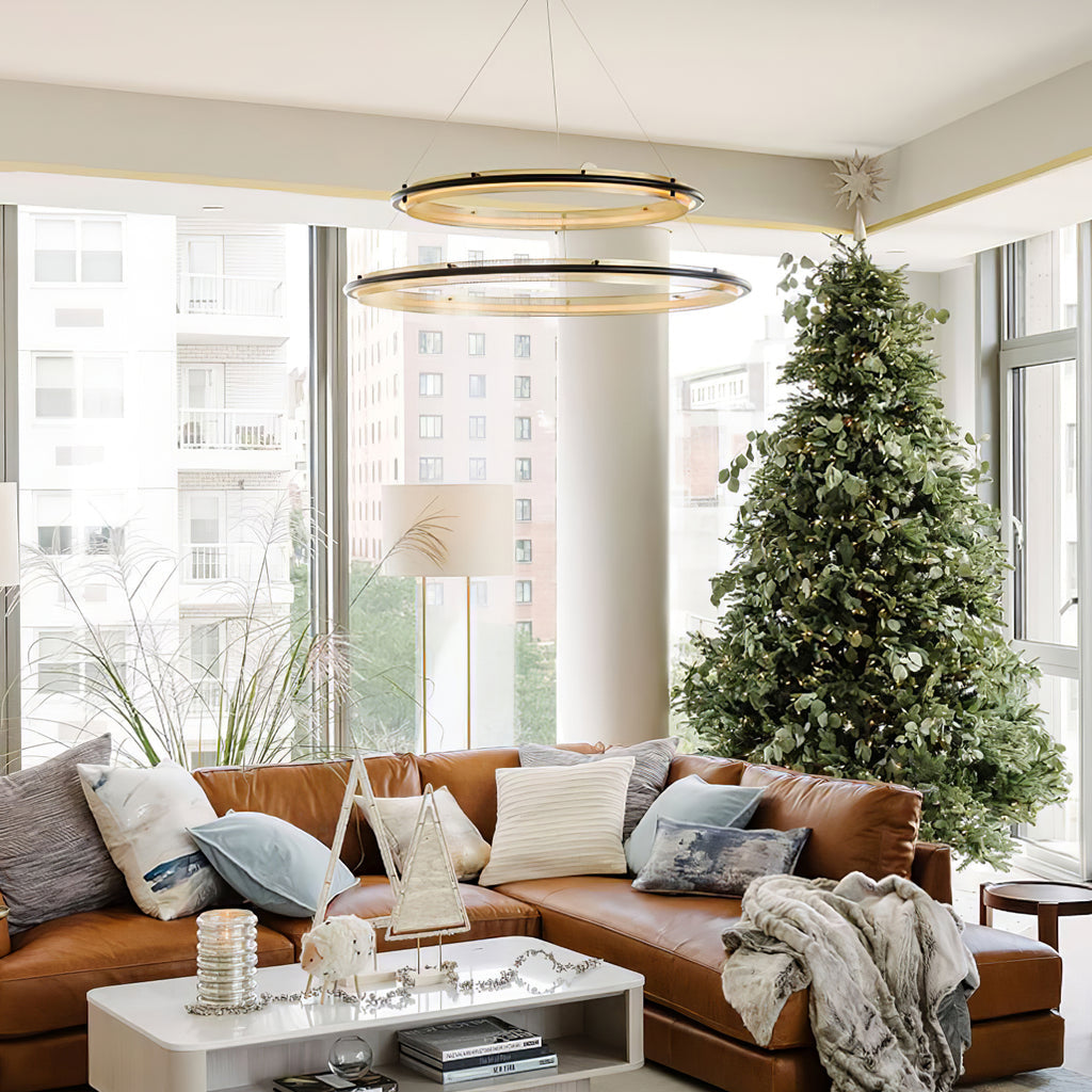 Himinuvyo Modern Minimalist LED Acrylic Metal Chandelier - Lamp Copper