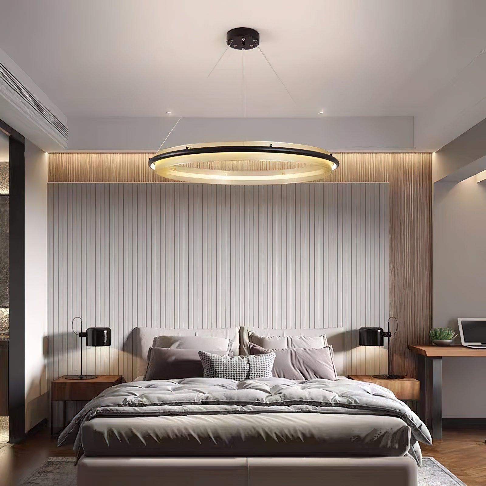 Himinuvyo Modern Minimalist LED Acrylic Metal Chandelier - Lamp Copper