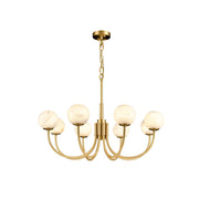 Mjolkuvys Modern Minimalist Globe Brass Alabaster Chandelier - Lamp Copper