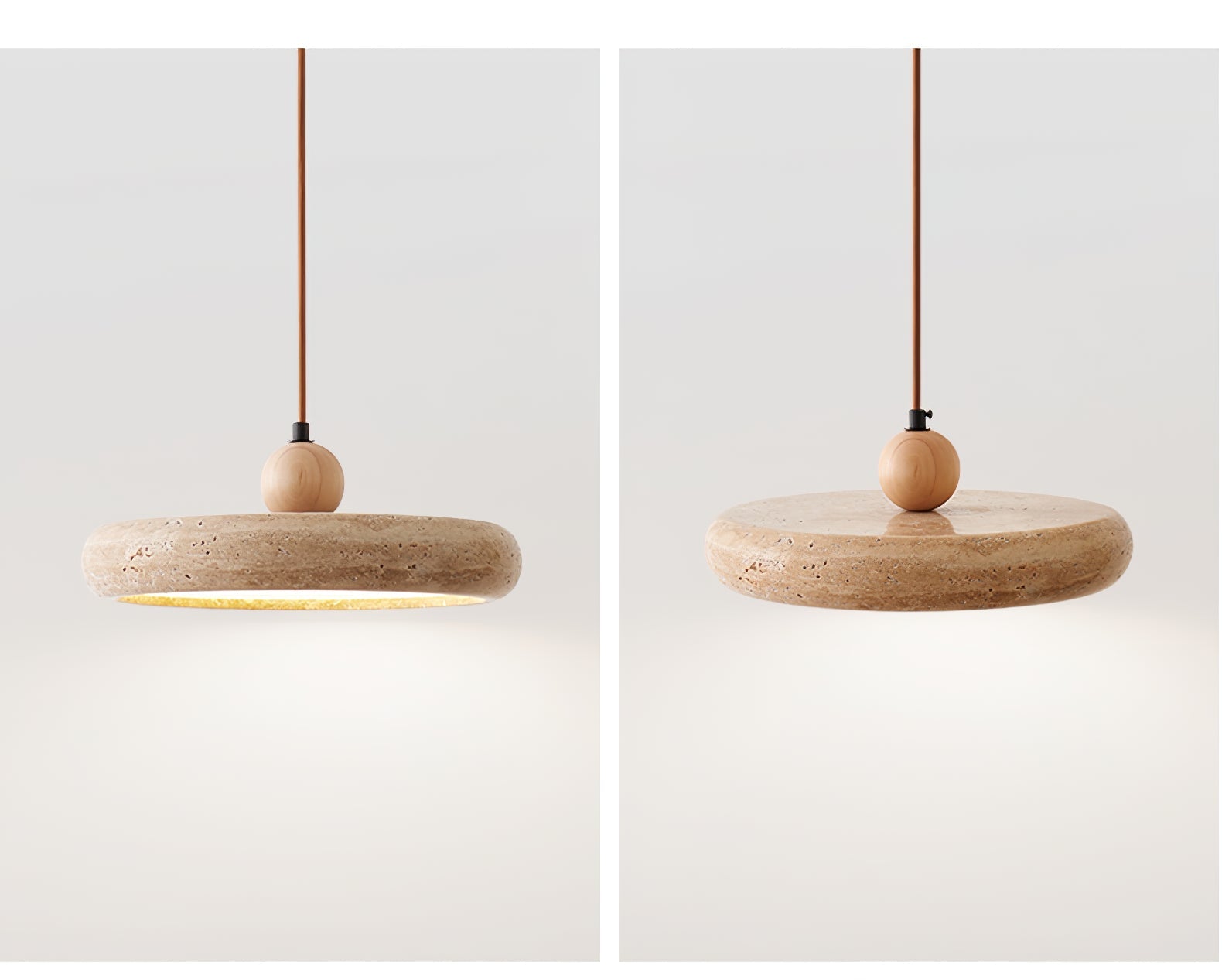 Zesolor Minimalist Travertine Pendant Light - Lamp Copper