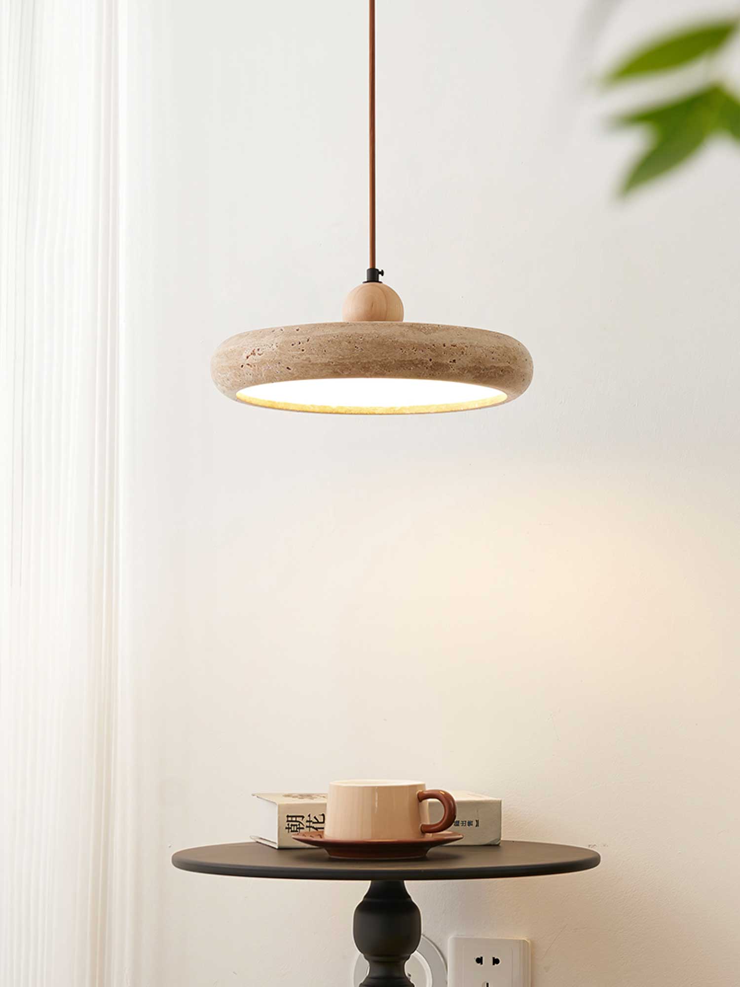 Zesolor Minimalist Travertine Pendant Light - Lamp Copper
