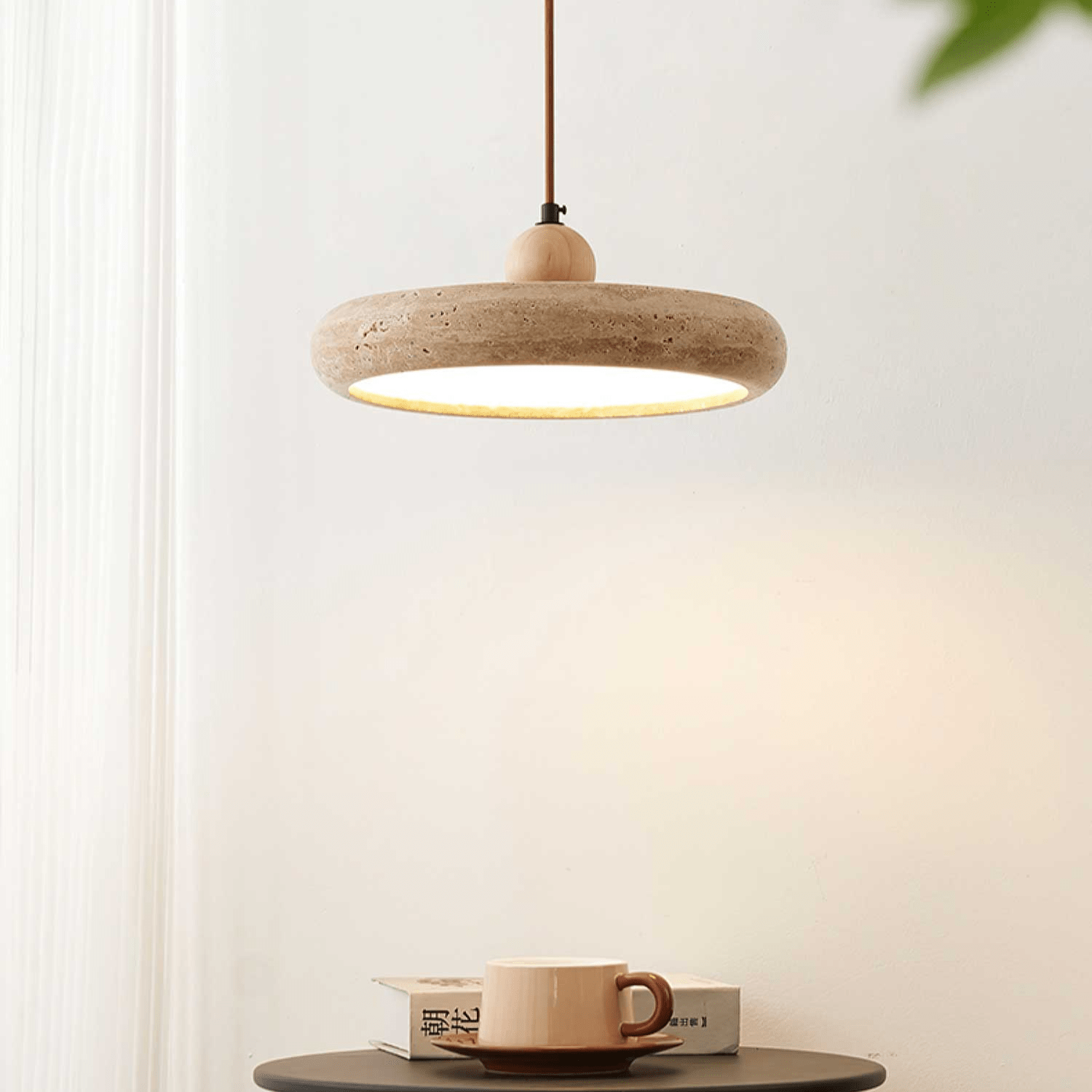 Zesolor Minimalist Travertine Pendant Light - Lamp Copper