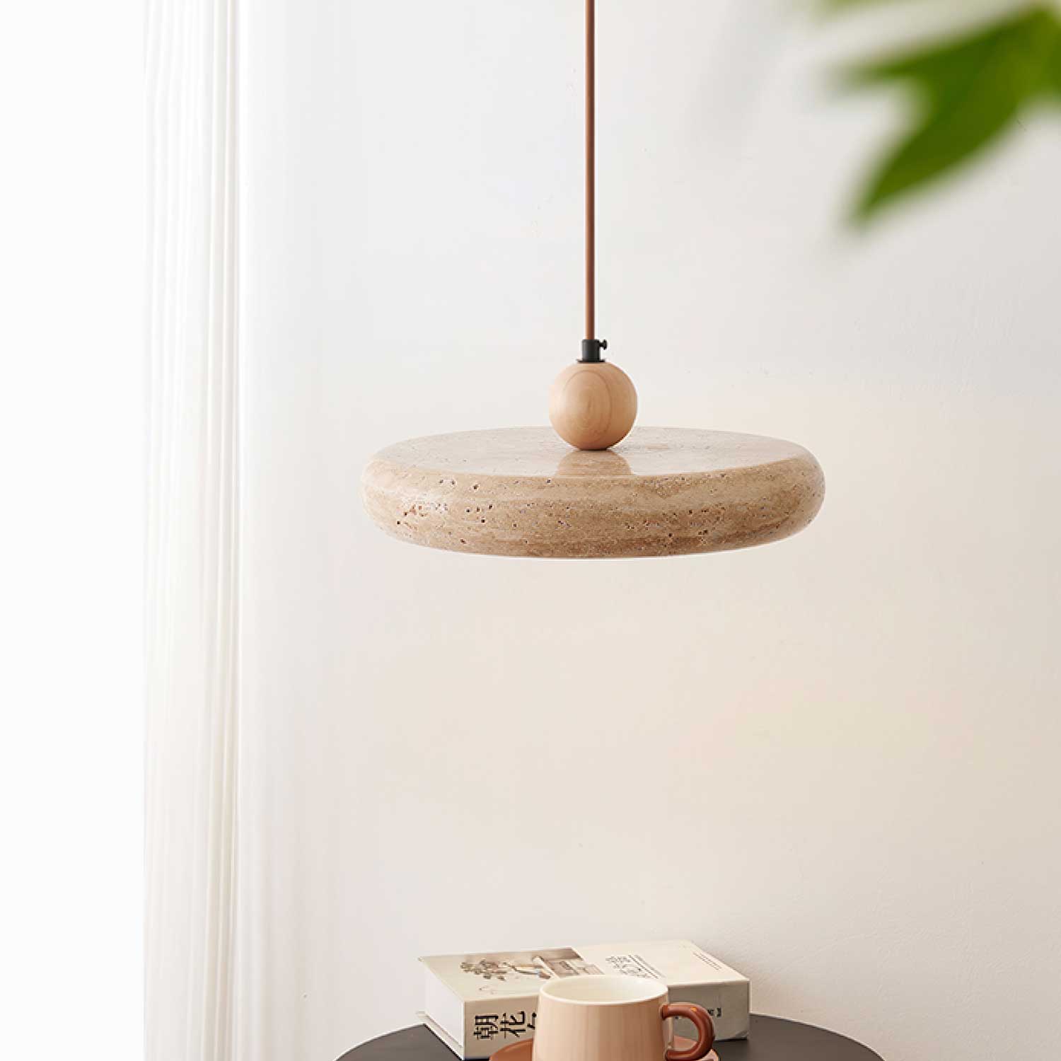 Zesolor Minimalist Travertine Pendant Light - Lamp Copper