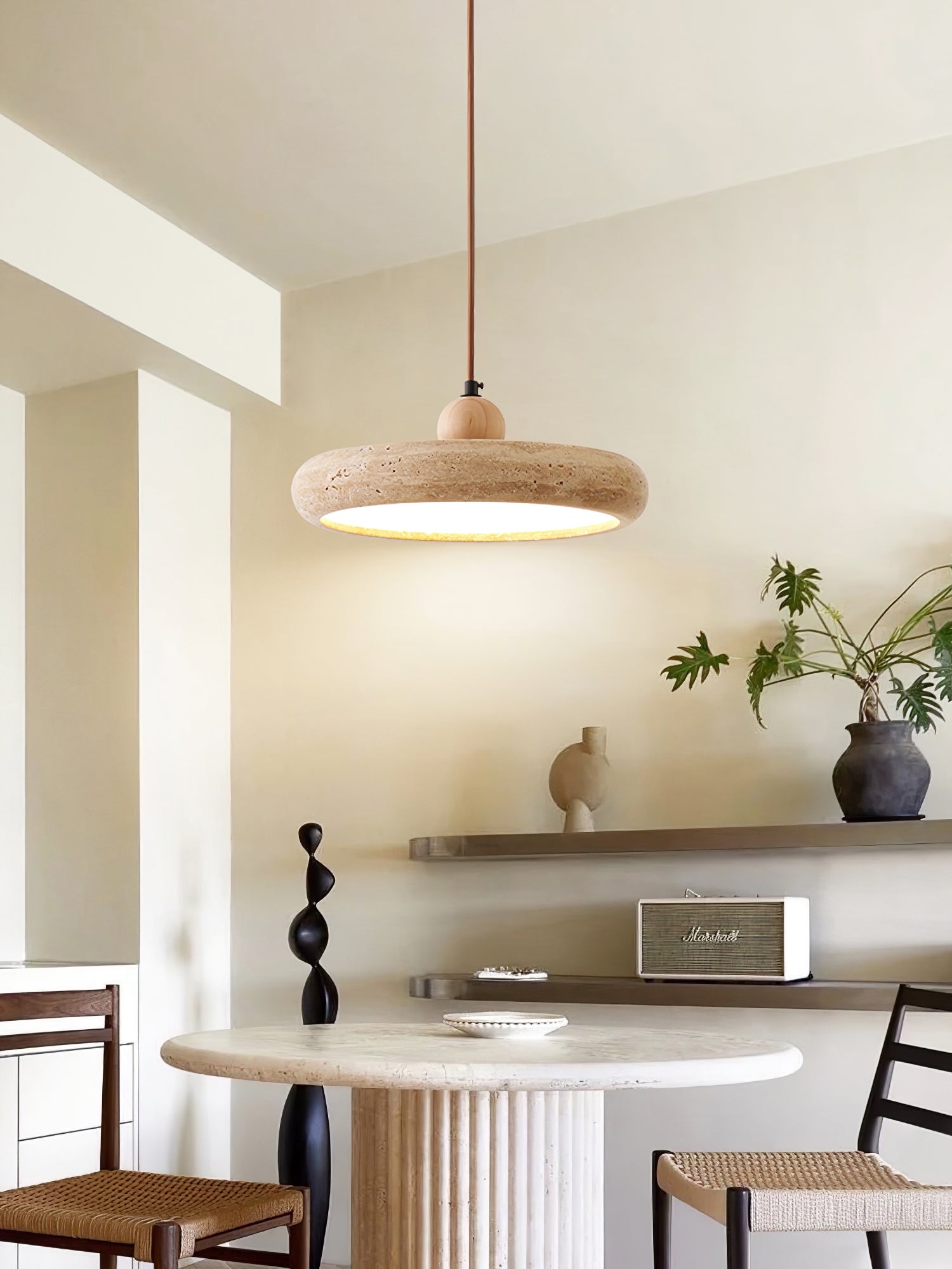 Zesolor Minimalist Travertine Pendant Light - Lamp Copper