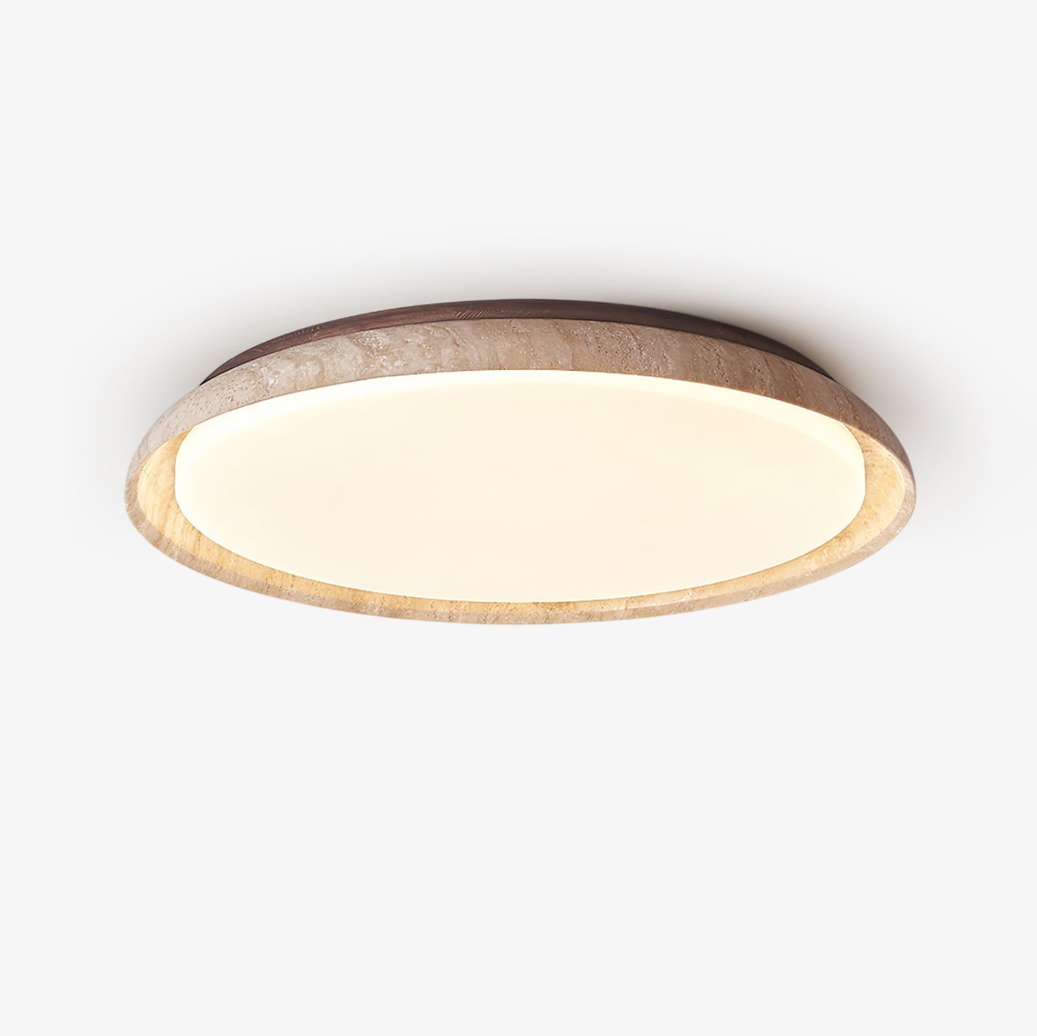 Elvinila Ring-Rim Travertine Ceiling Light - Lamp Copper