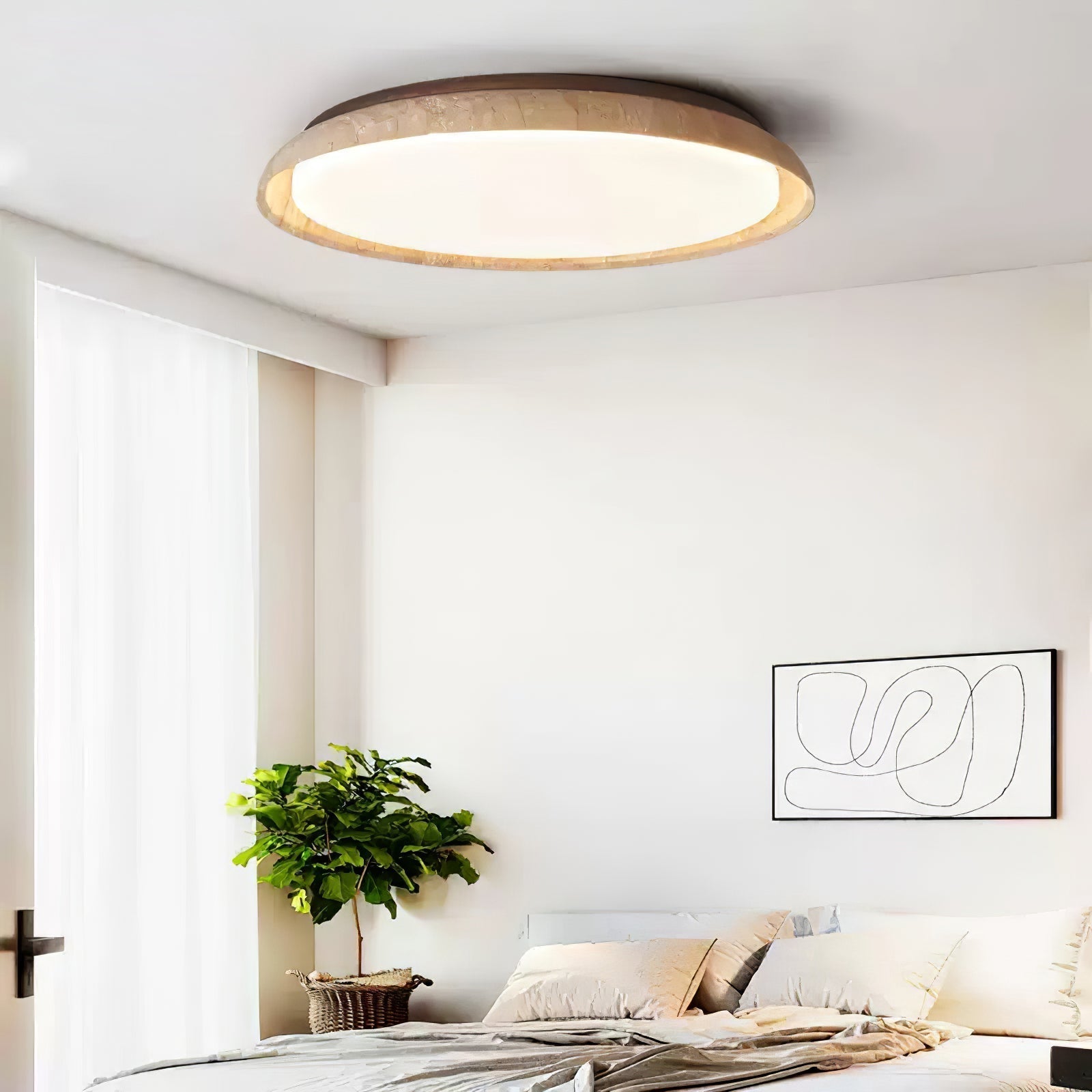 Elvinila Ring-Rim Travertine Ceiling Light - Lamp Copper