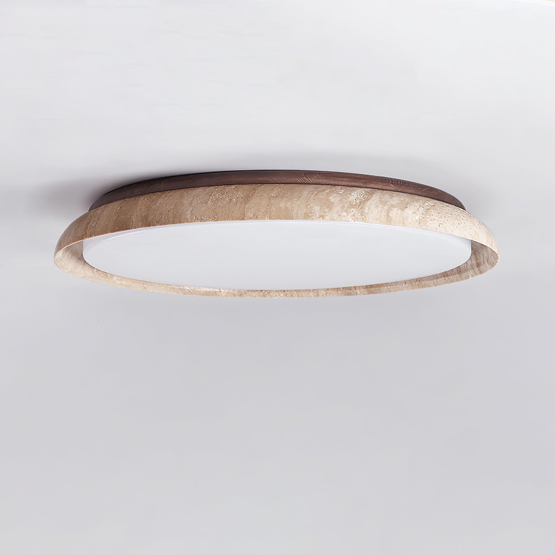 Elvinila Ring-Rim Travertine Ceiling Light - Lamp Copper