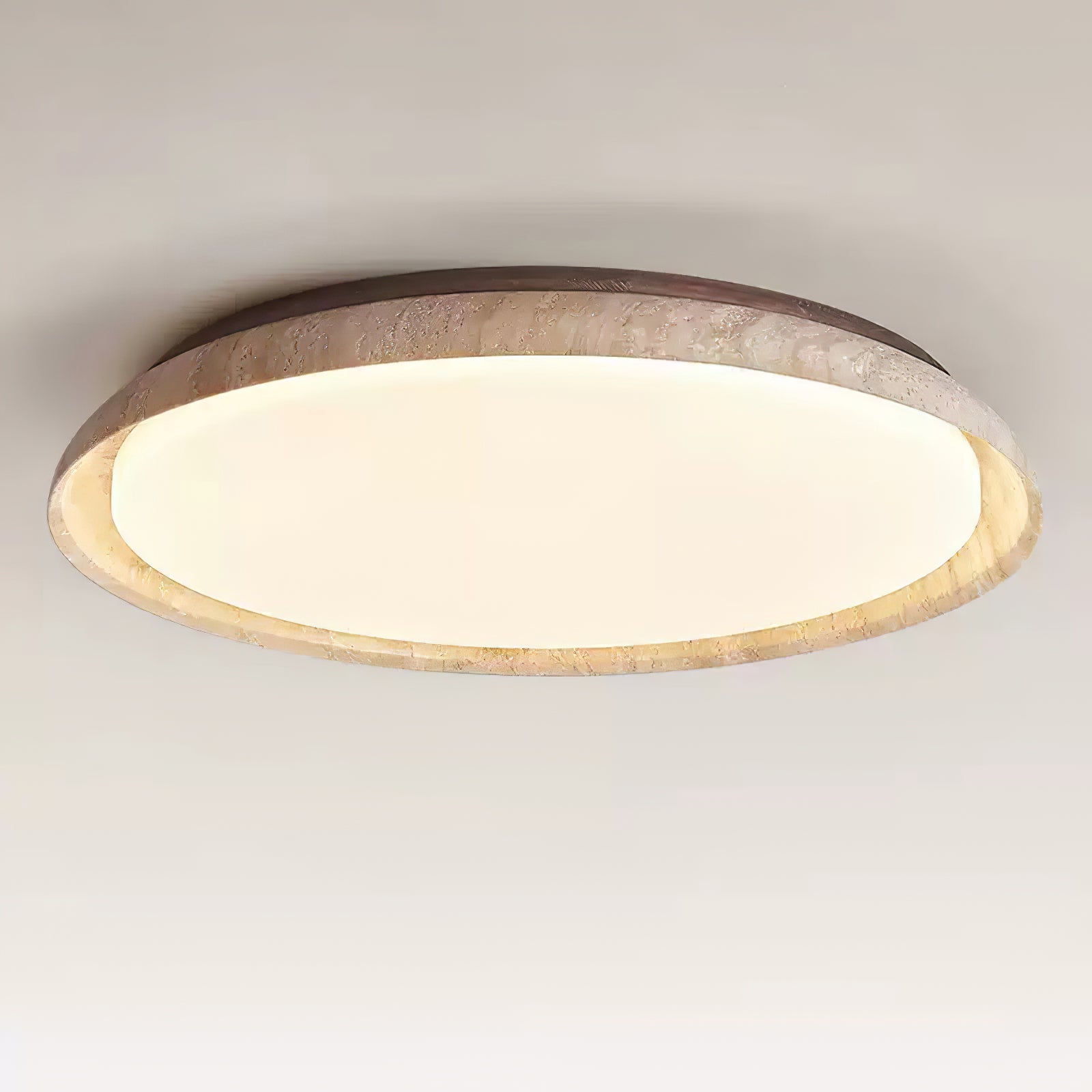 Elvinila Ring-Rim Travertine Ceiling Light - Lamp Copper