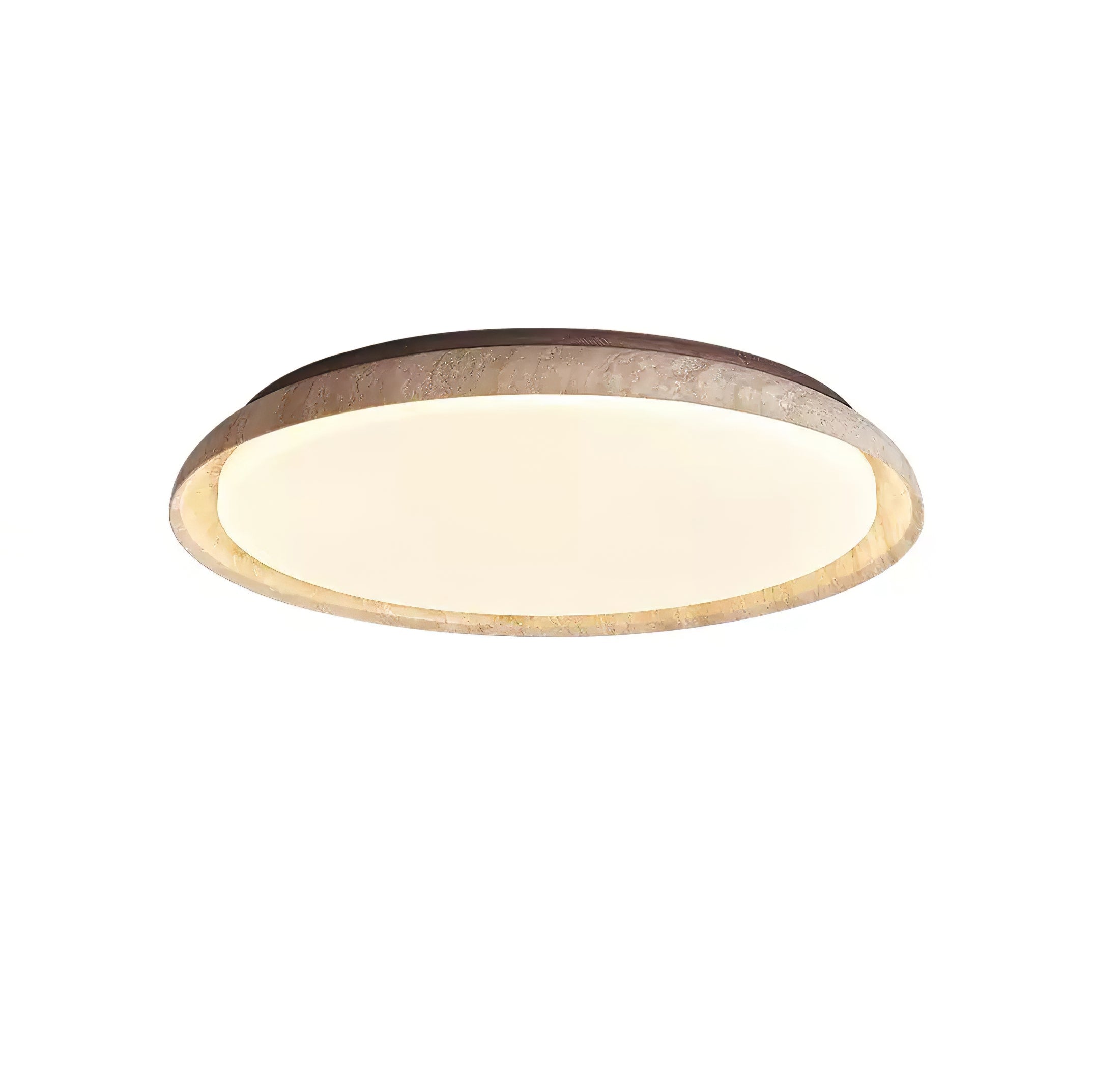 Elvinila Ring-Rim Travertine Ceiling Light - Lamp Copper