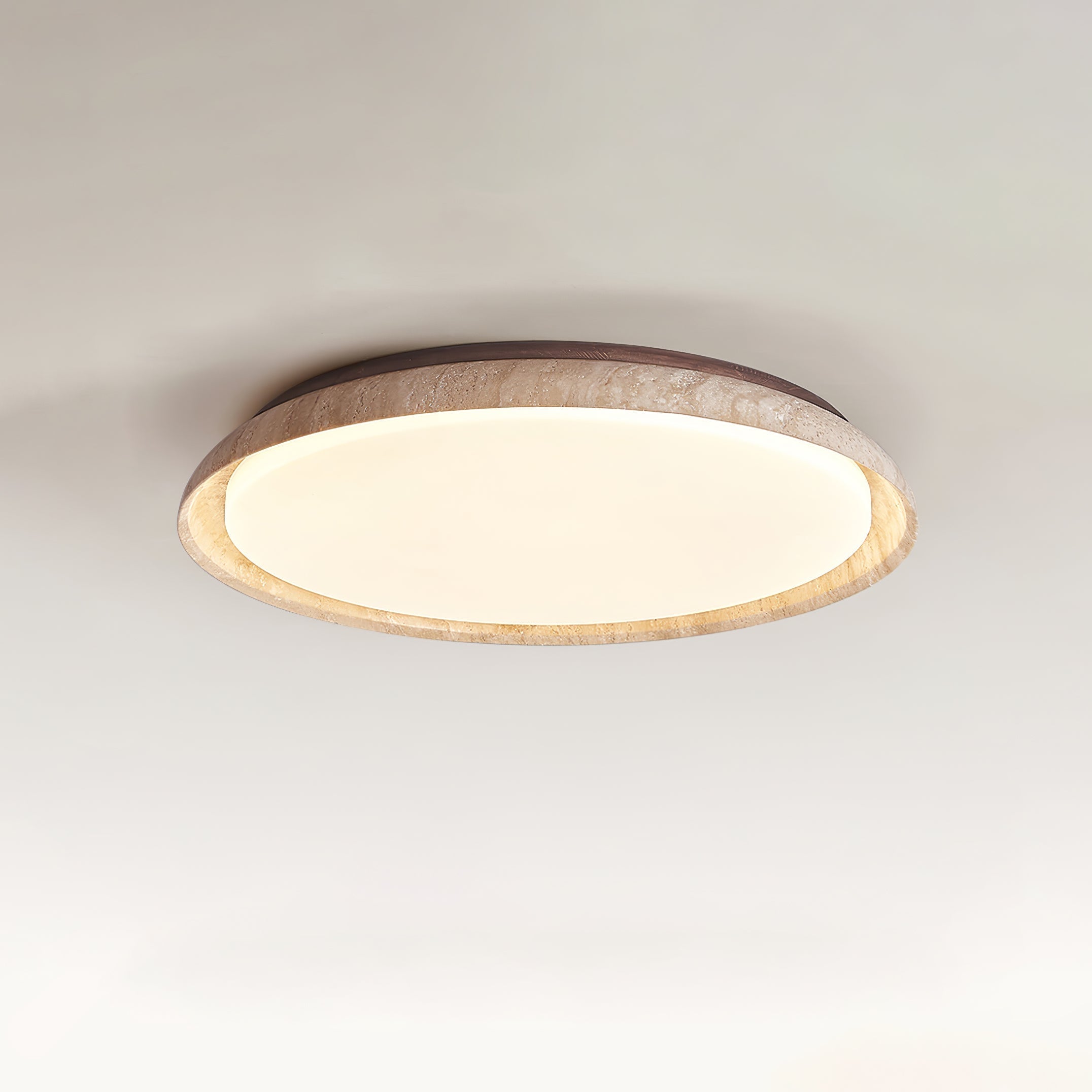 Elvinila Ring-Rim Travertine Ceiling Light - Lamp Copper
