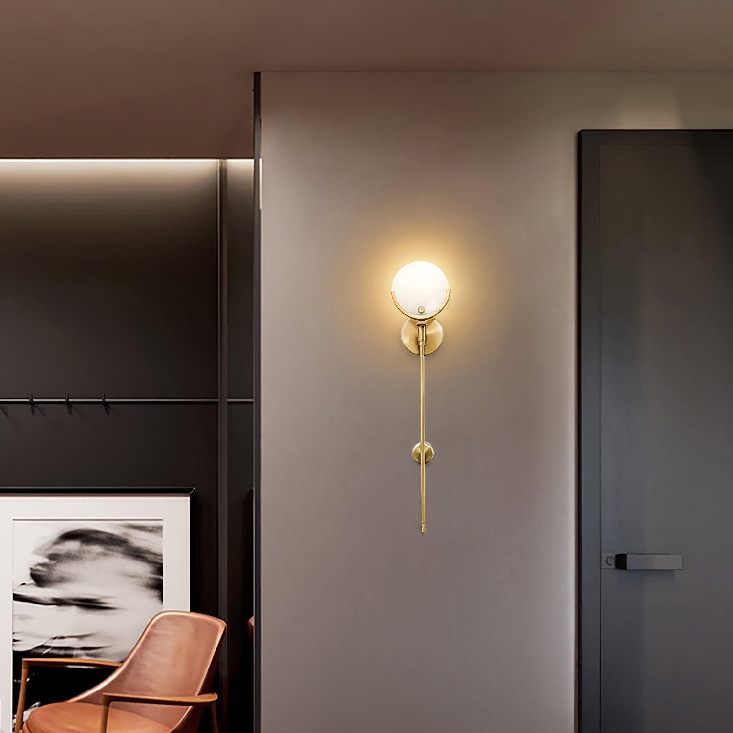 Bravi Brass Sconce Alabaster - Lamp Copper