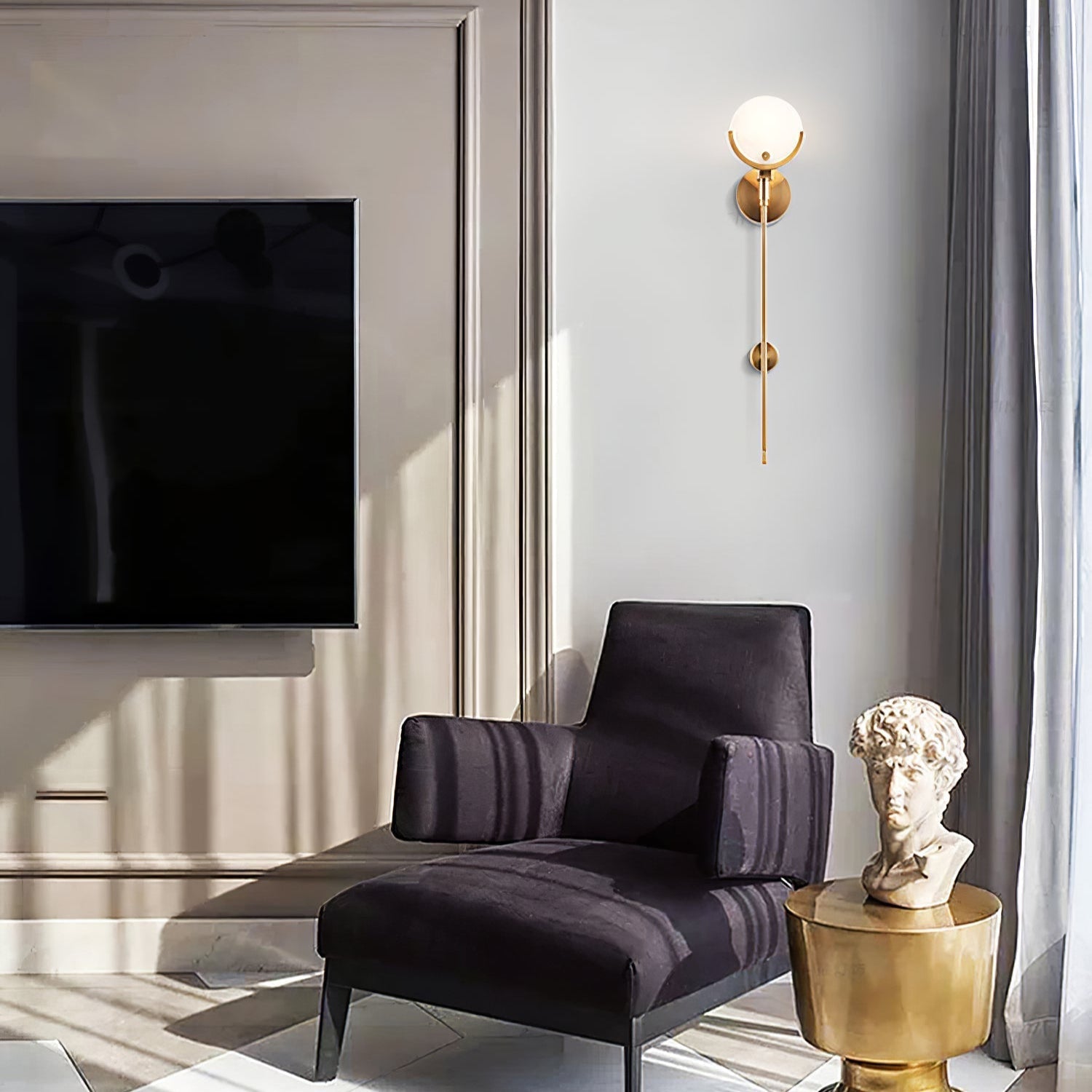 Bravi Brass Sconce Alabaster - Lamp Copper