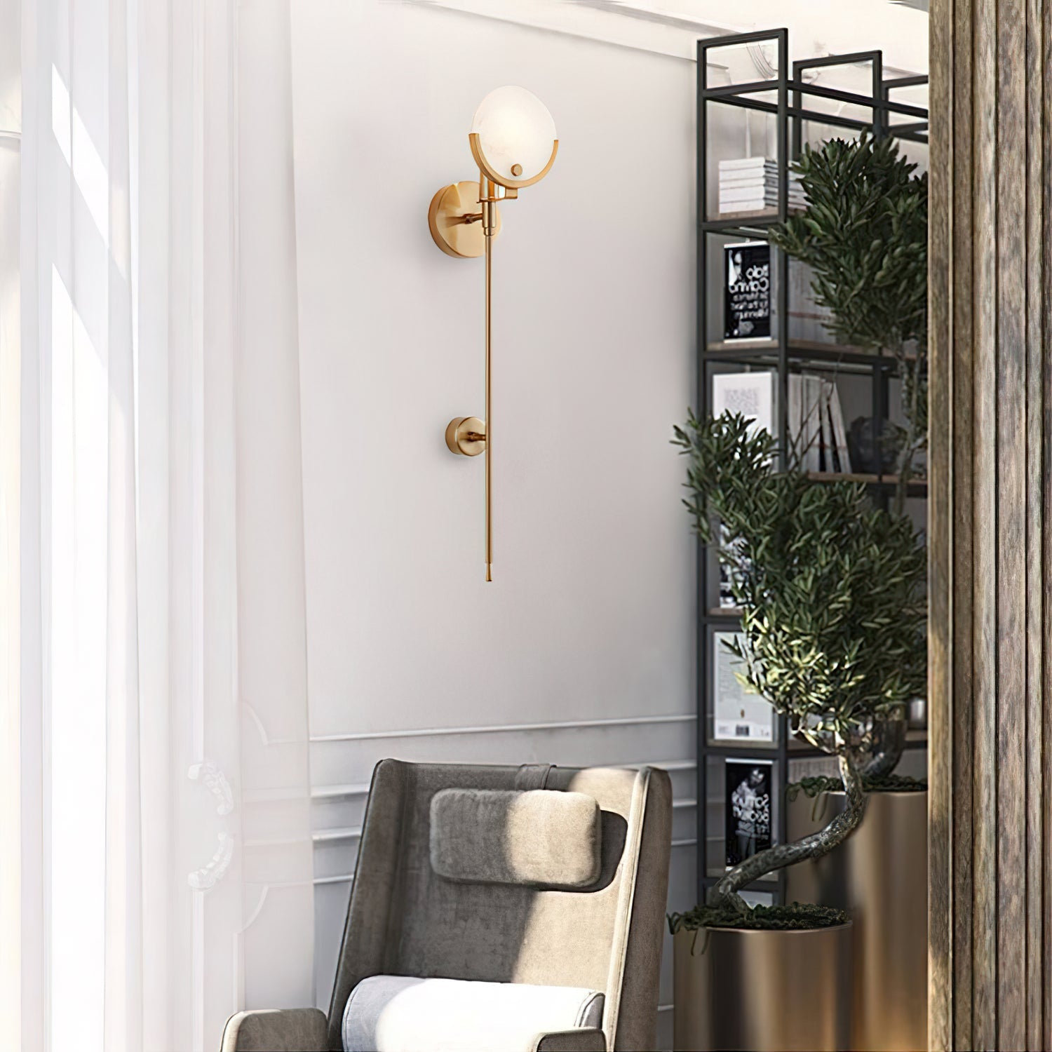 Bravi Brass Sconce Alabaster - Lamp Copper