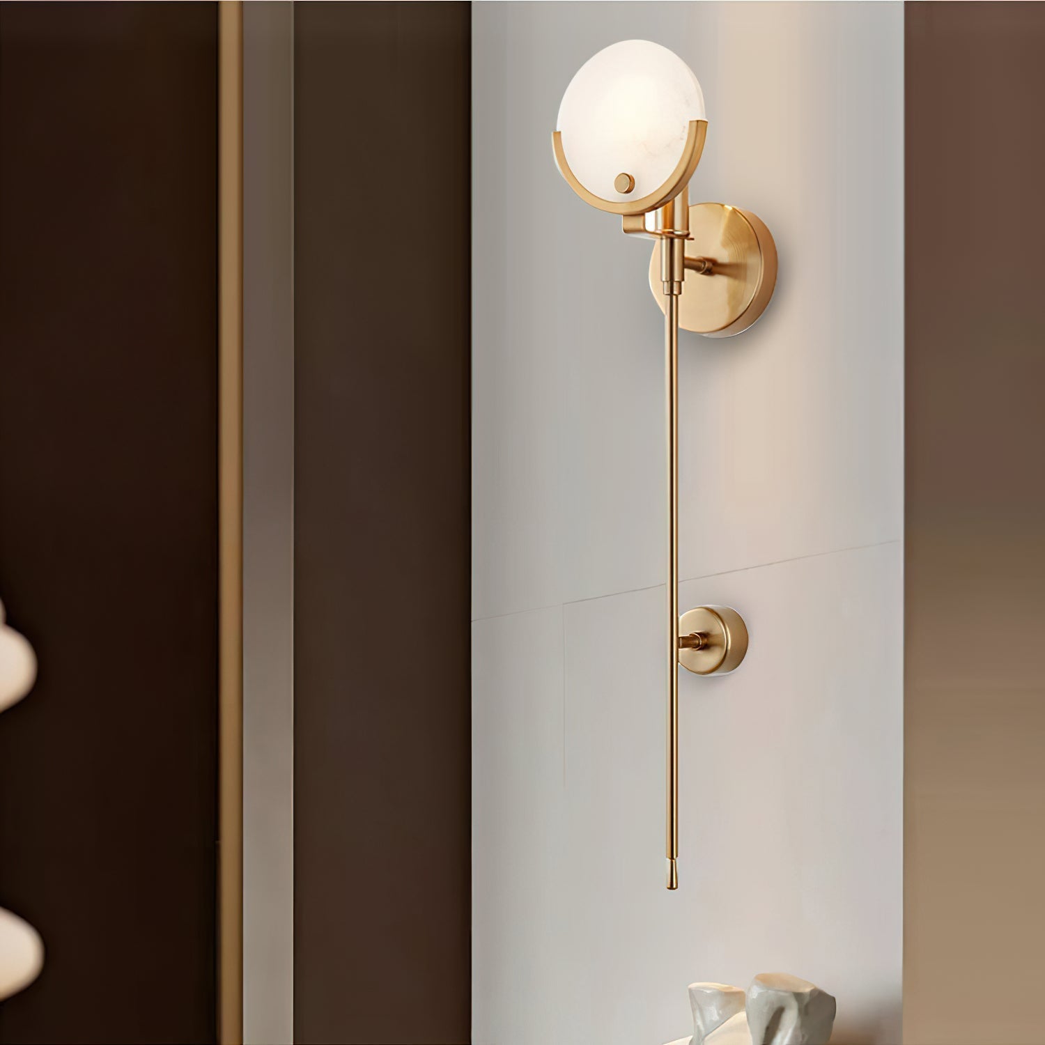 Bravi Brass Sconce Alabaster - Lamp Copper