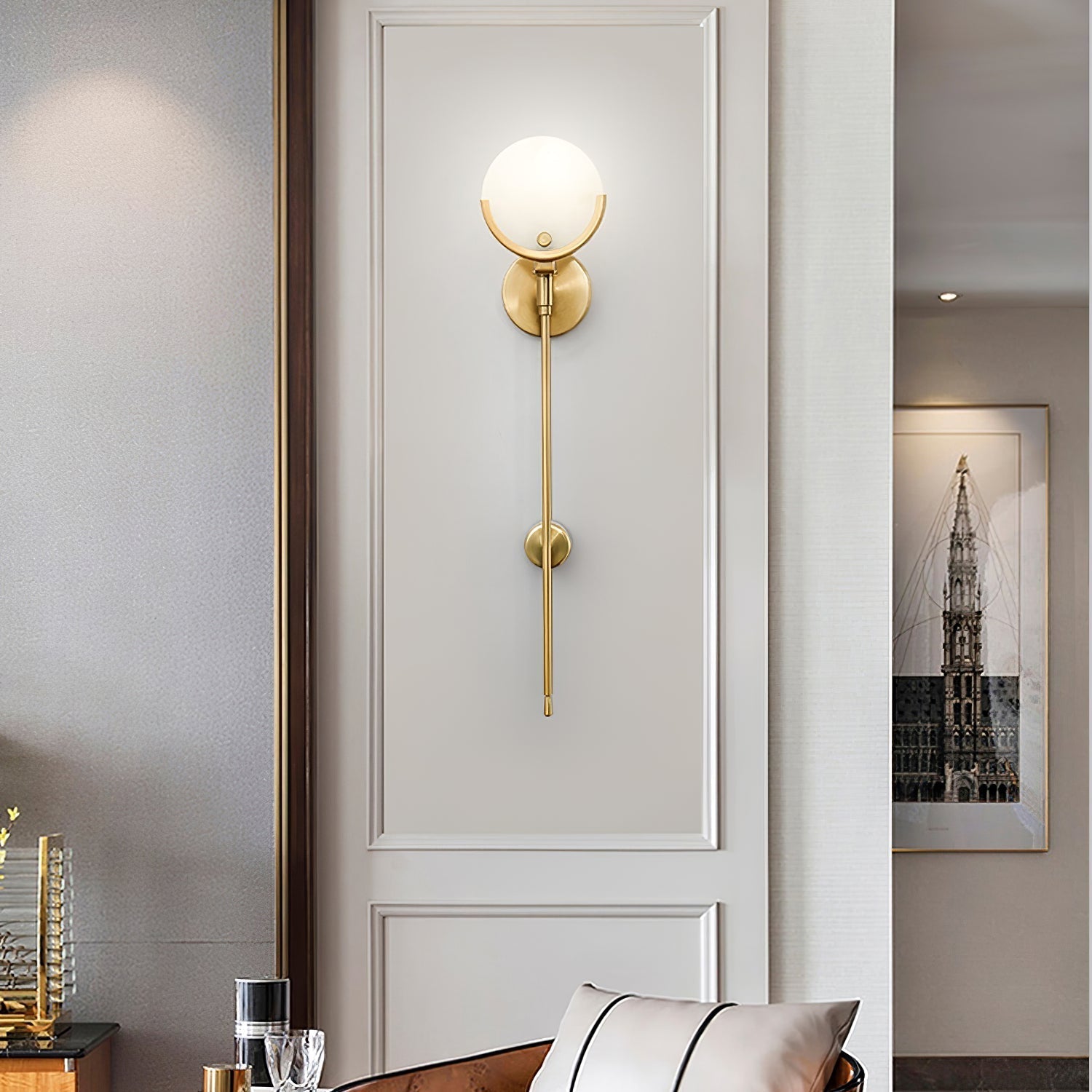Bravi Brass Sconce Alabaster - Lamp Copper