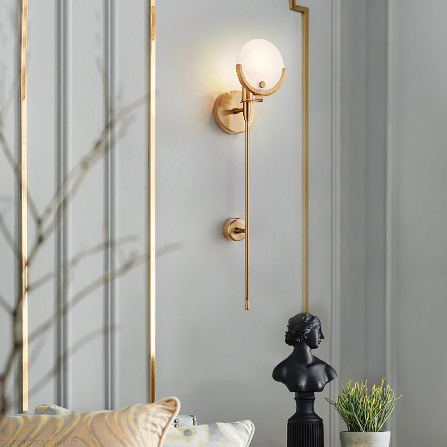 Bravi Brass Sconce Alabaster - Lamp Copper