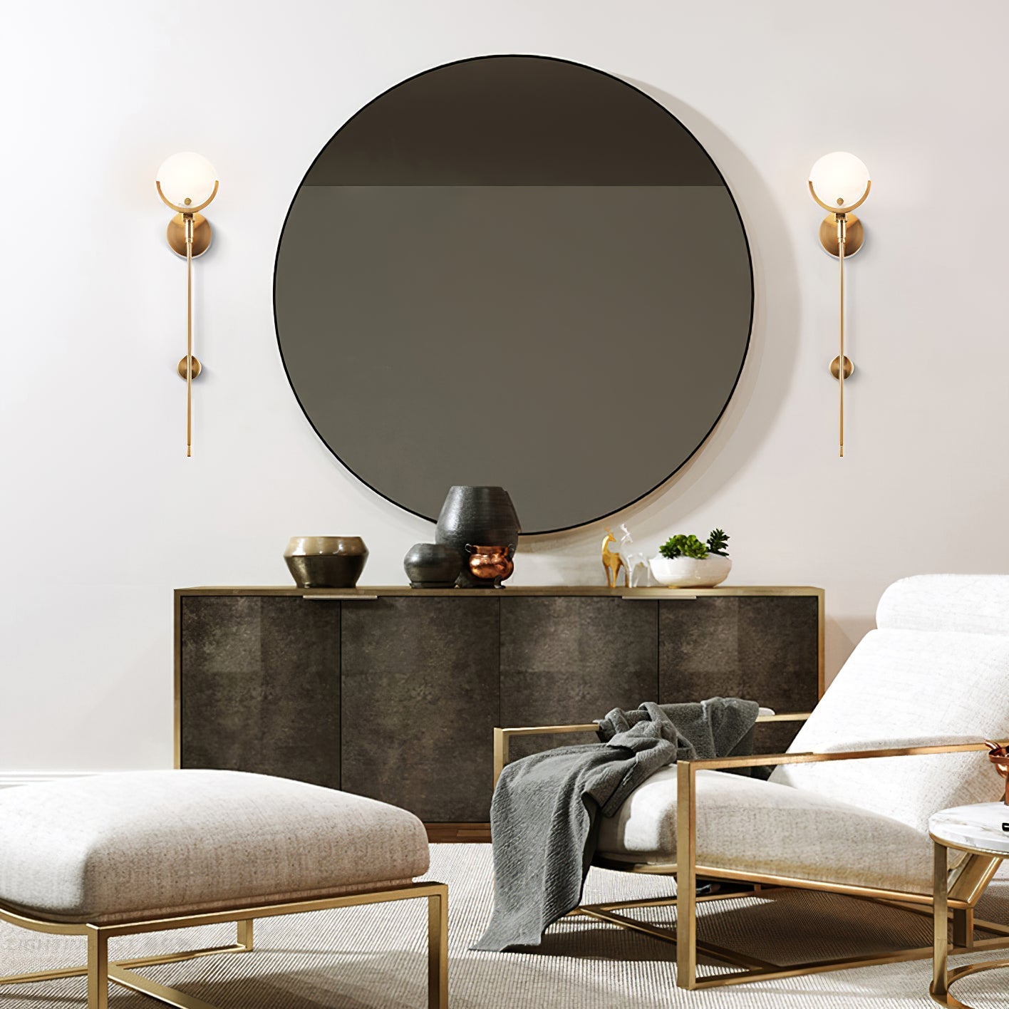 Bravi Brass Sconce Alabaster - Lamp Copper