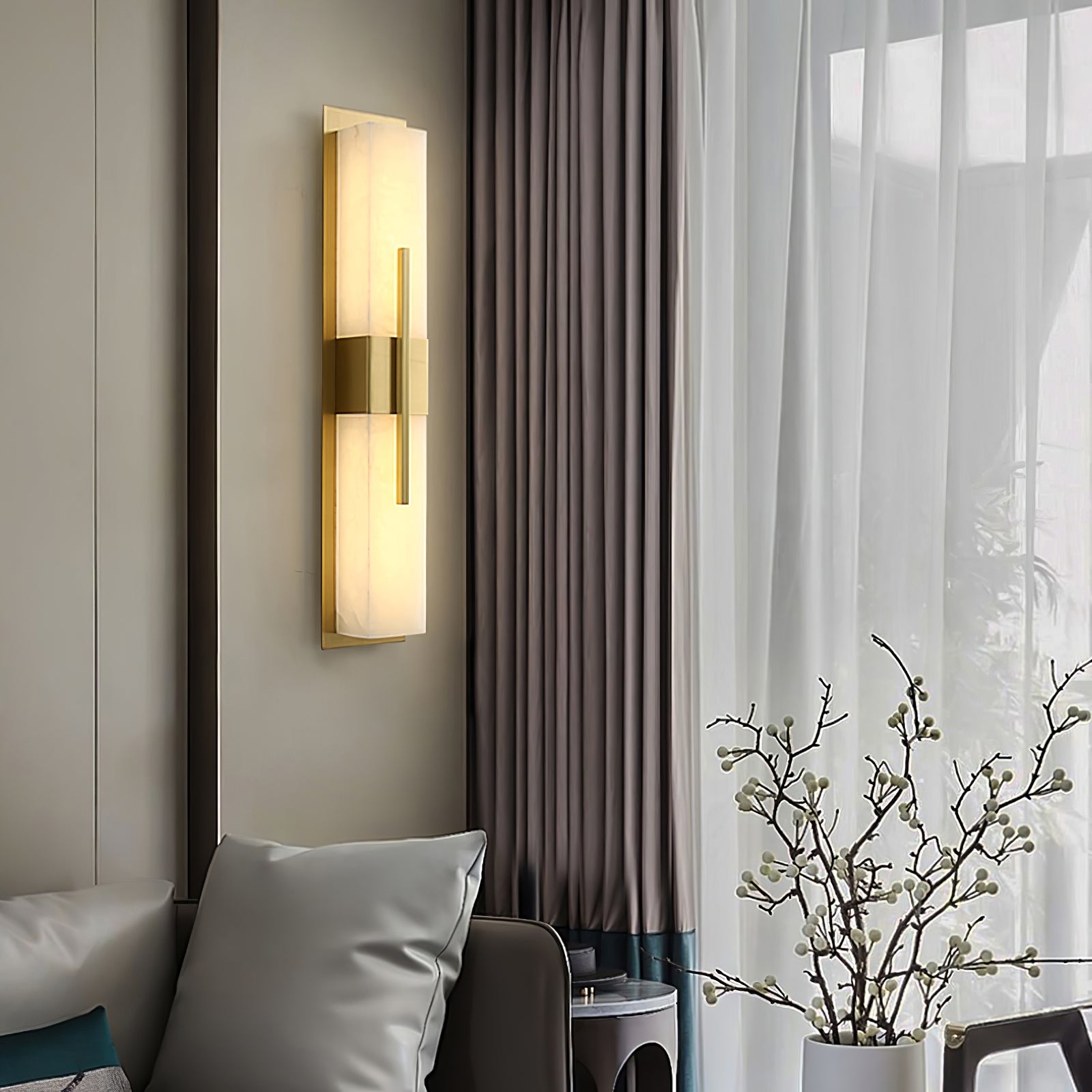 Lylirel Rectangular Alabaster Wall Light - Lamp Copper