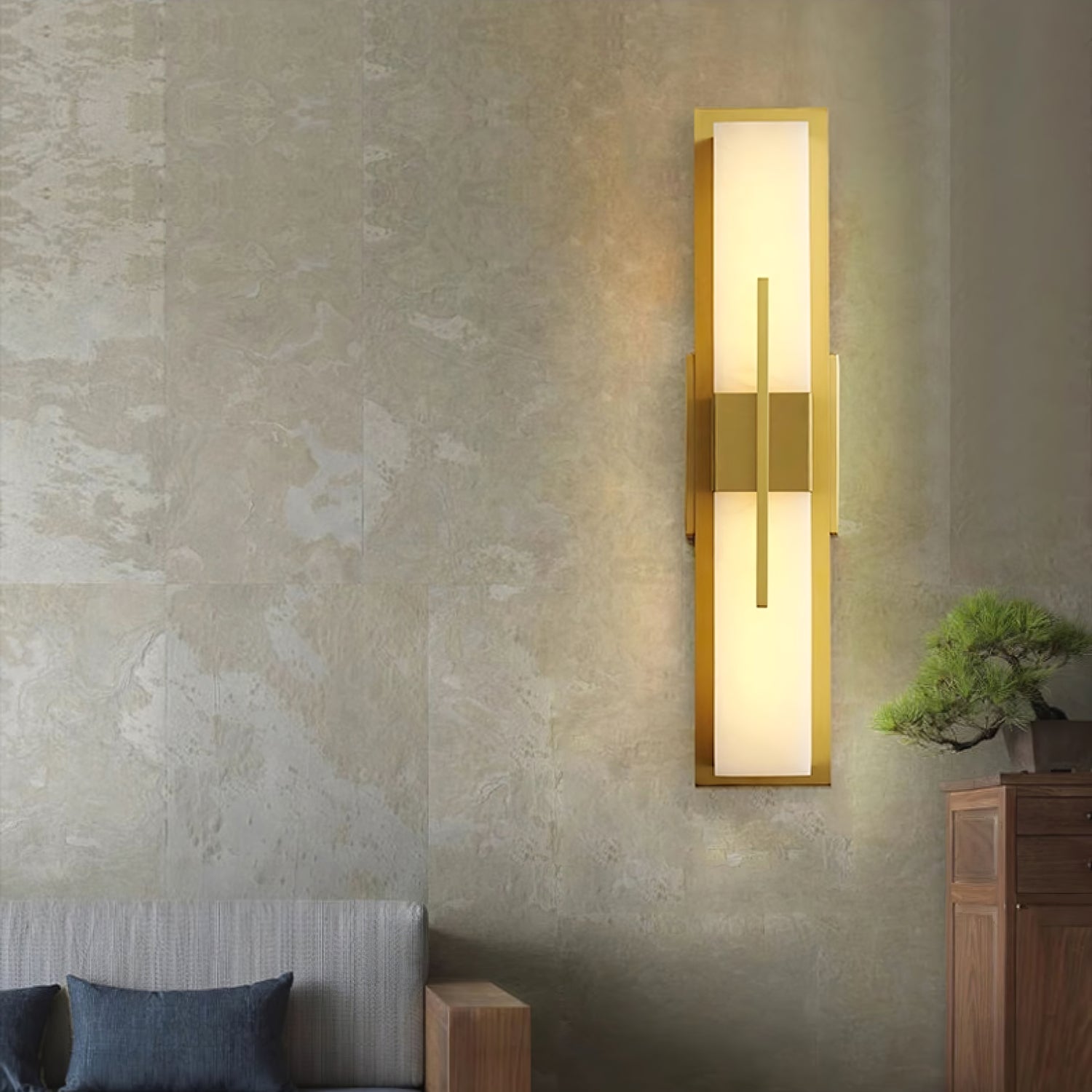 Lylirel Rectangular Alabaster Wall Light - Lamp Copper