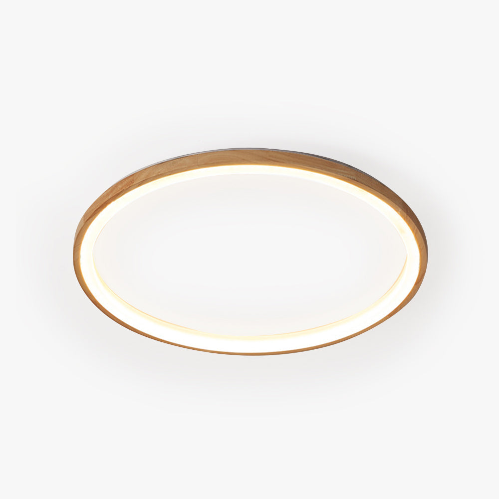 Muto Wood Inner Halo Flush Mount Ceiling Light - Lamp Copper