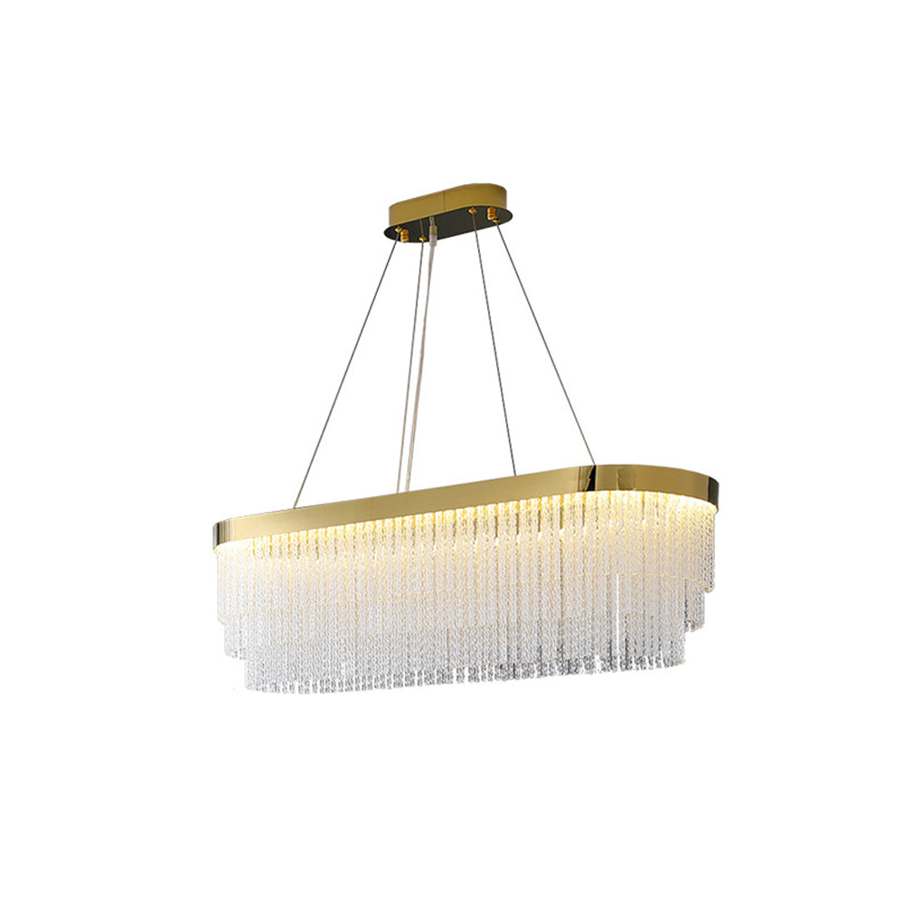 Kristy Modern Spiral Crystal Ring /Rectangle Chandelier, Gold - Lamp Copper