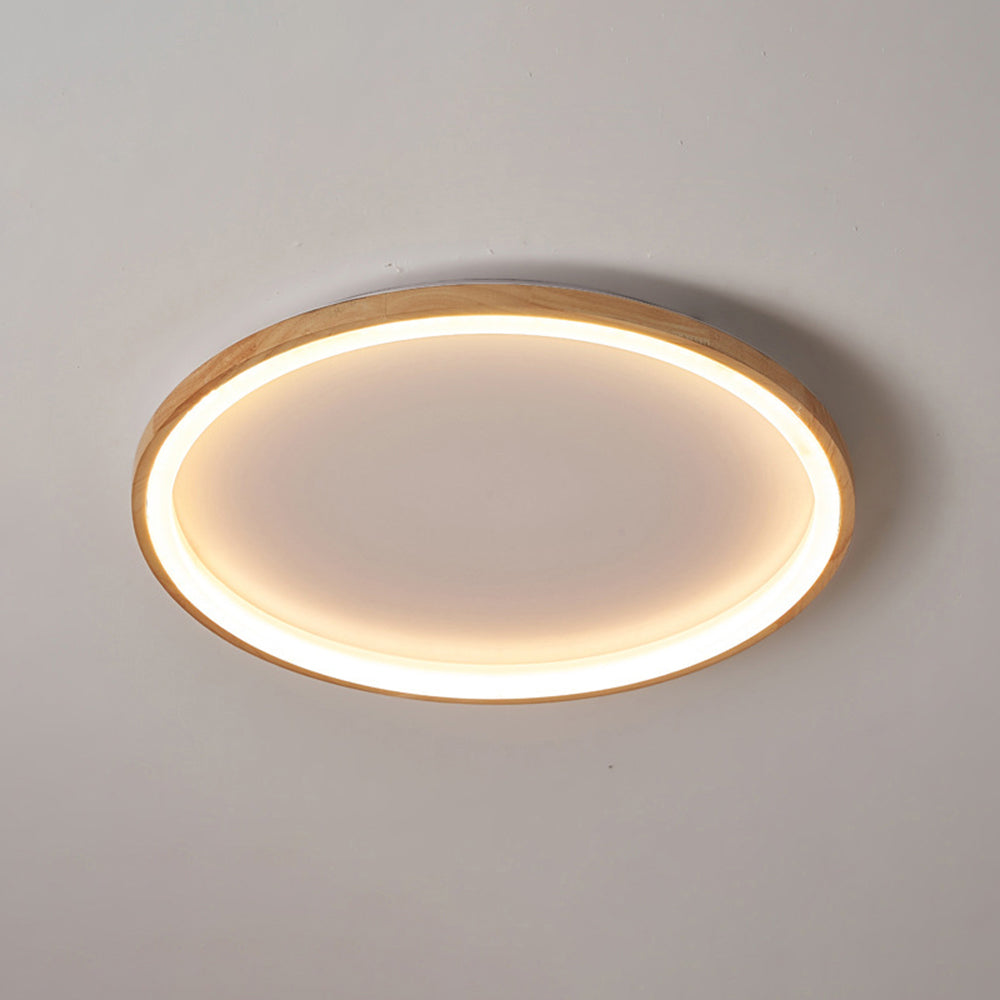 Muto Wood Inner Halo Flush Mount Ceiling Light - Lamp Copper