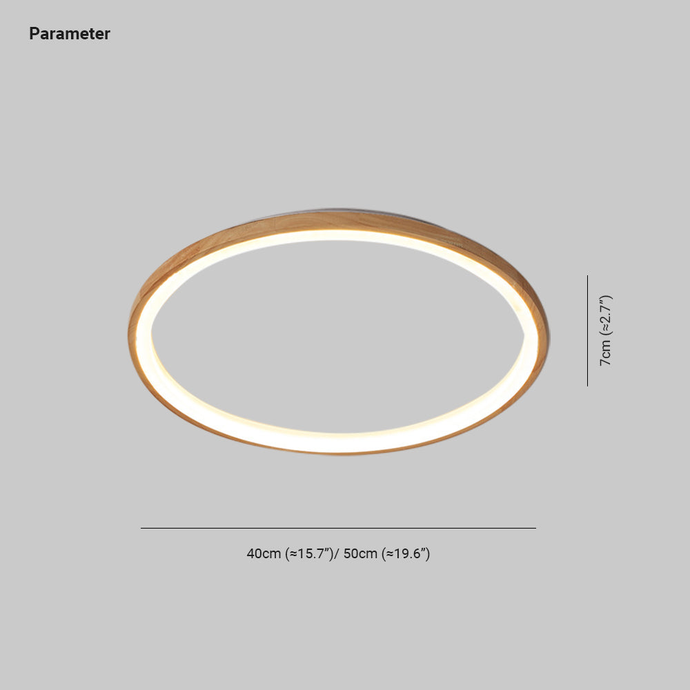 Muto Wood Inner Halo Flush Mount Ceiling Light - Lamp Copper