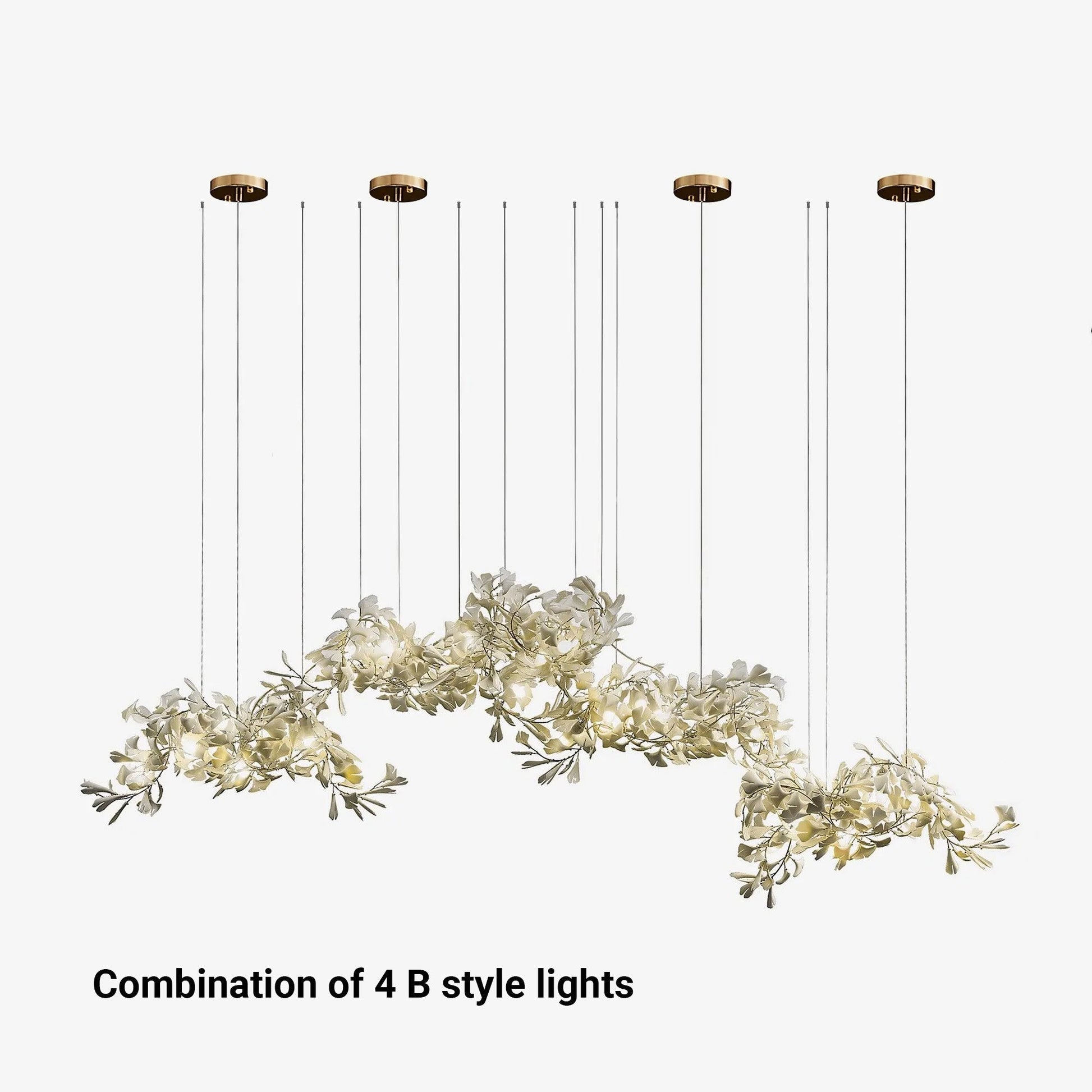 Olivia Luxury Ceramic Chandelier Large Foyer, Gingko leaf, Living Room - Lamp Copper
