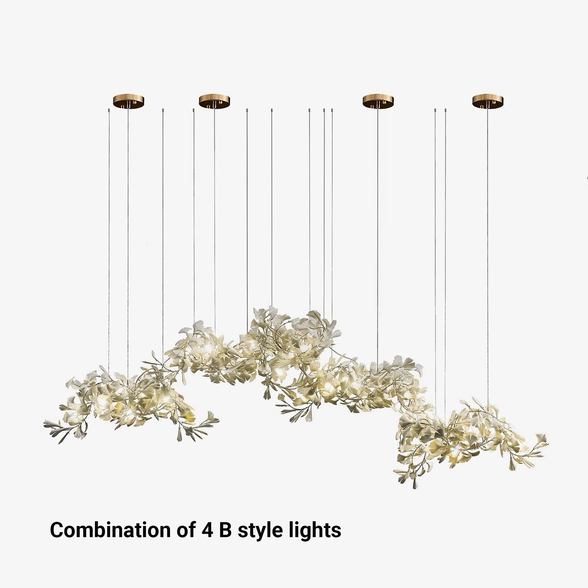 Olivia Luxury Ceramic Chandelier Large Foyer, Gingko leaf, Living Room - Lamp Copper