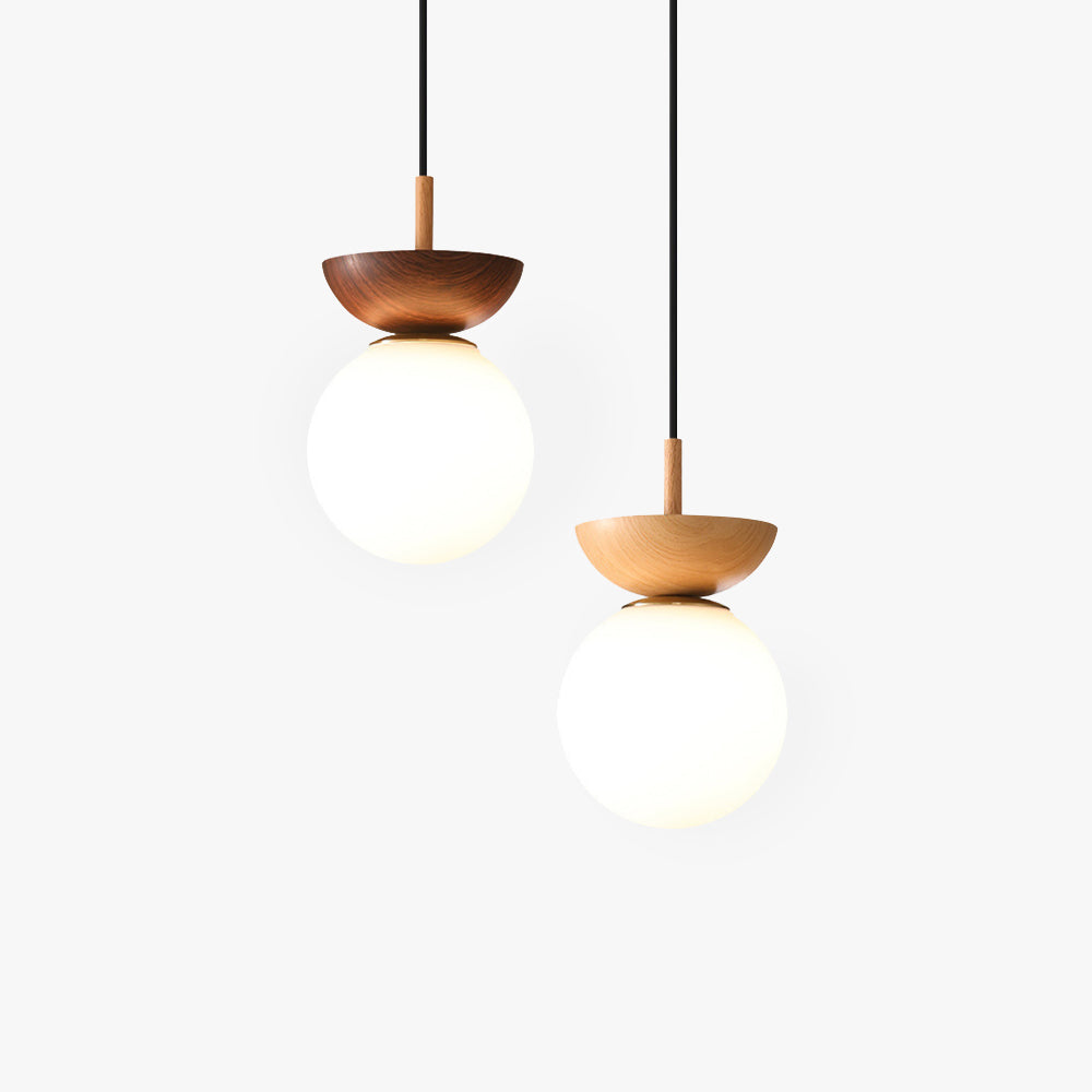 Valentina Nordic Japanese Glob LED Ceiling/Pendant Light Metal Glass Bedroom, Burlywood - Lamp Copper