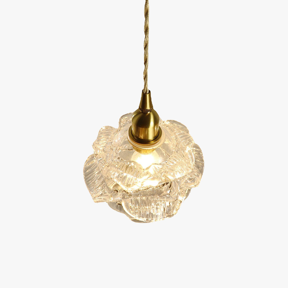 Valentina Romantic Retro Rose Pendant Light Clear Glass Bedroom - Lamp Copper