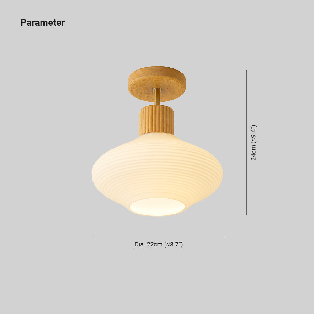 Arisha Minimalist Flush Mount Ceiling Light Wood/Walnut Hallway - Lamp Copper