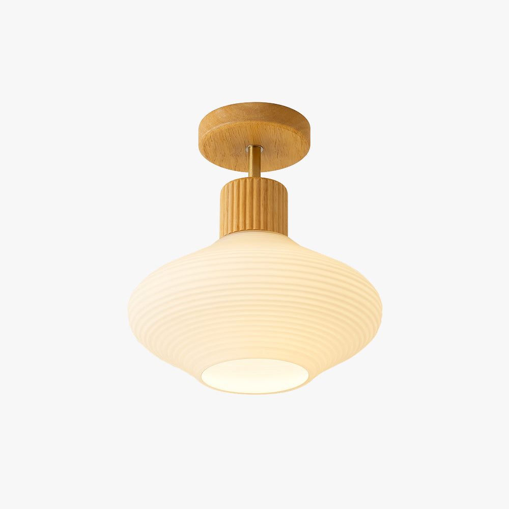 Arisha Minimalist Flush Mount Ceiling Light Wood/Walnut Hallway - Lamp Copper