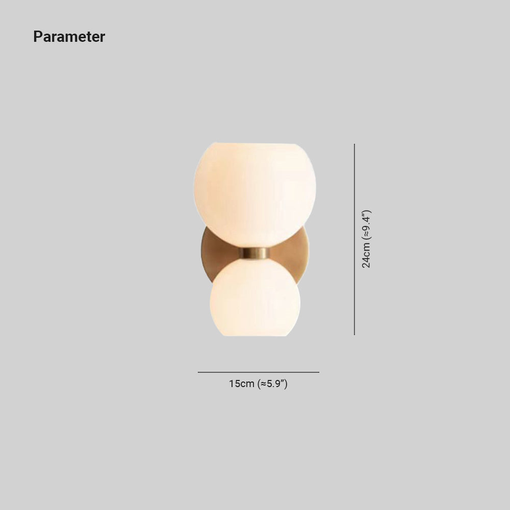 Valentina Modern Hourglass LED Wall Lamp Metal/Glass White Living Room - Lamp Copper