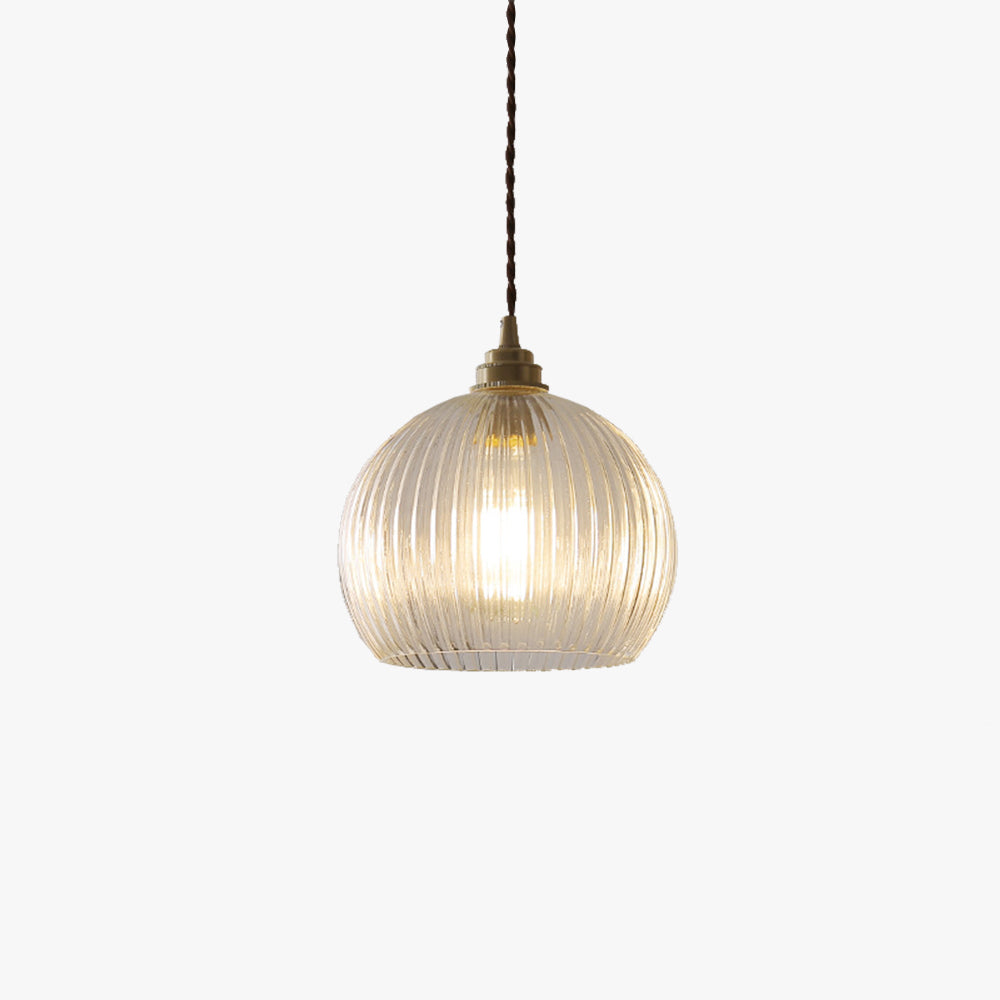 Valentina Minimalist Sphere Metal/Glass LED Pendant Light White/Transparent - Lamp Copper
