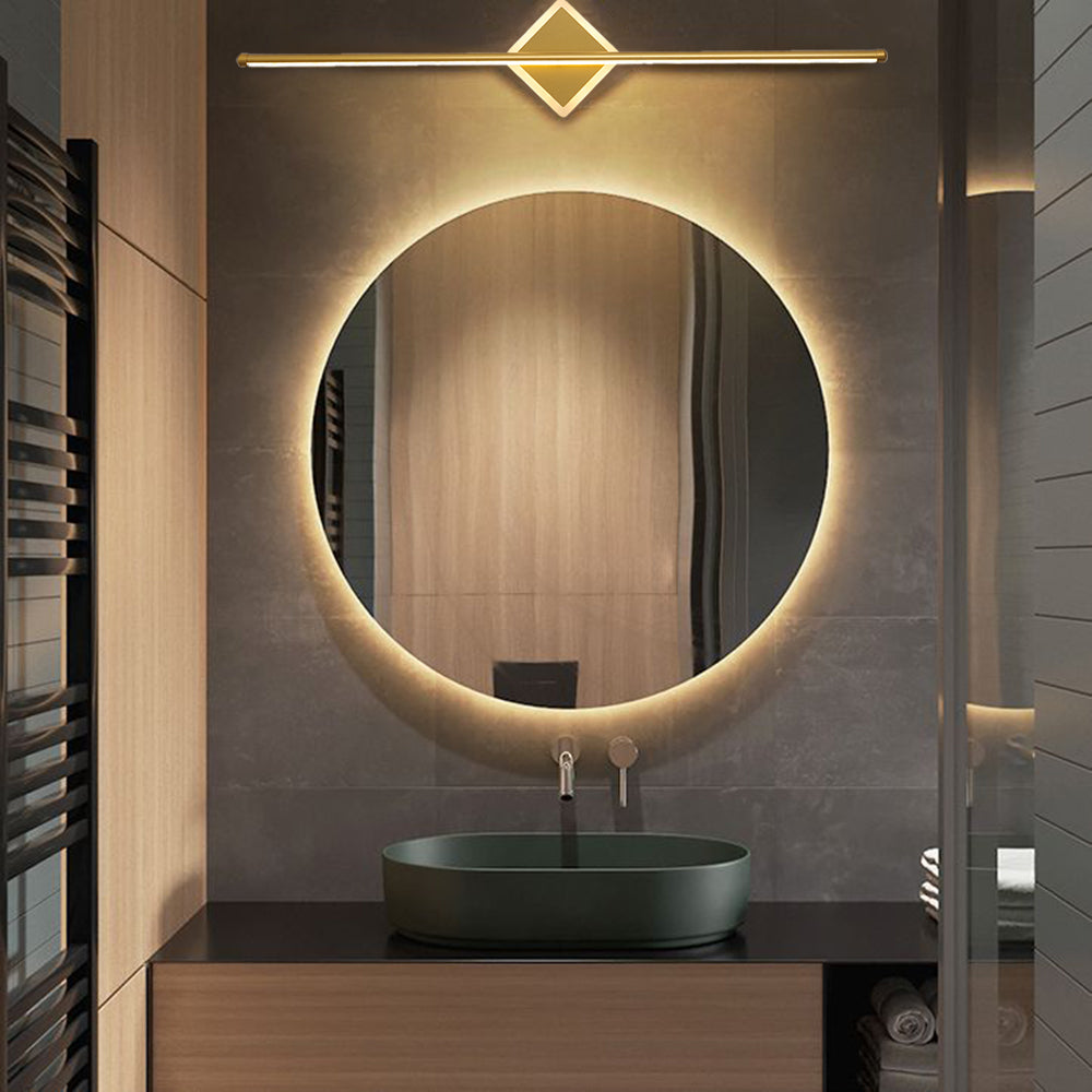 Arisha LED Linear Mirror Front Vanity Wall Lamp, Black/Gold - Lamp Copper