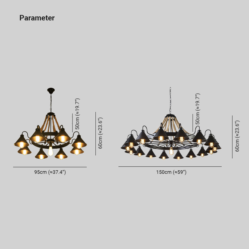 Epoch Vintage Industrial Rope Chandelier Living Room - Lamp Copper