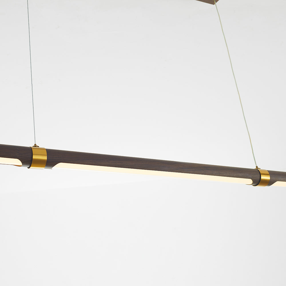 Muto Modern Minimalist Pendant Light, Metal Water Transfer Wood - Lamp Copper