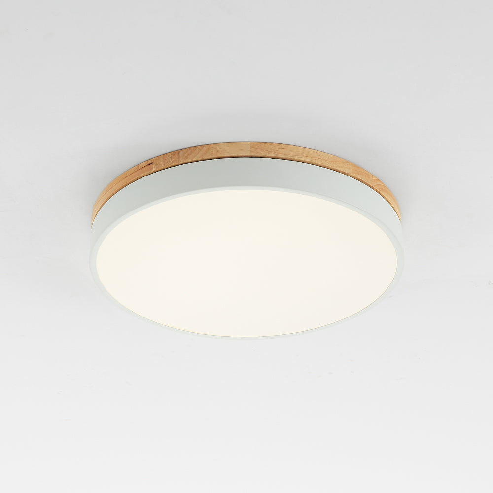 Aria Nordic LED Round Flush Mount Ceiling Light Wood Color - Lamp Copper