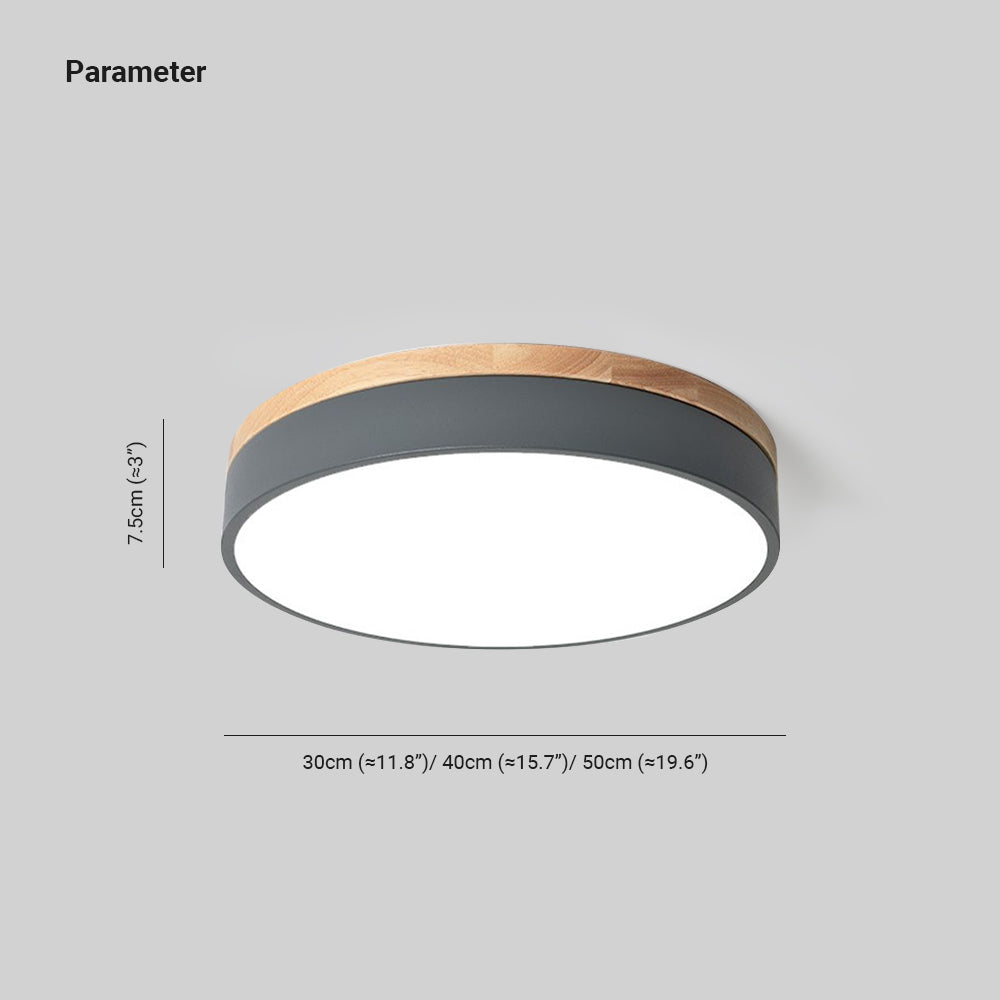 Aria Nordic LED Round Flush Mount Ceiling Light Wood Color - Lamp Copper