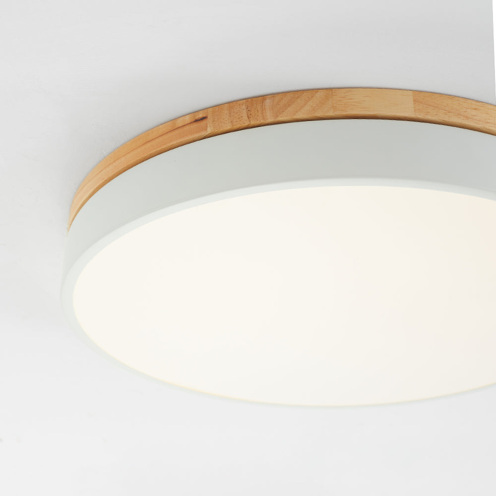 Aria Nordic LED Round Flush Mount Ceiling Light Wood Color - Lamp Copper
