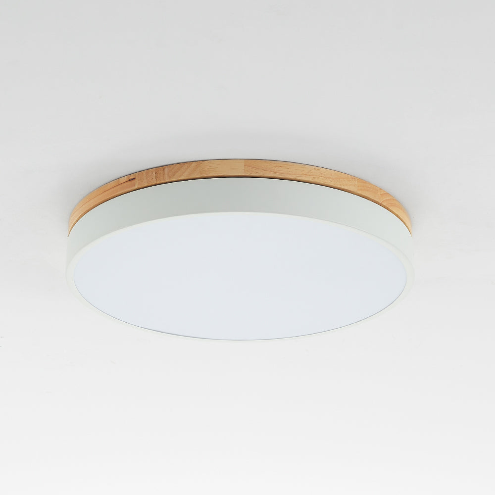 Aria Nordic LED Round Flush Mount Ceiling Light Wood Color - Lamp Copper